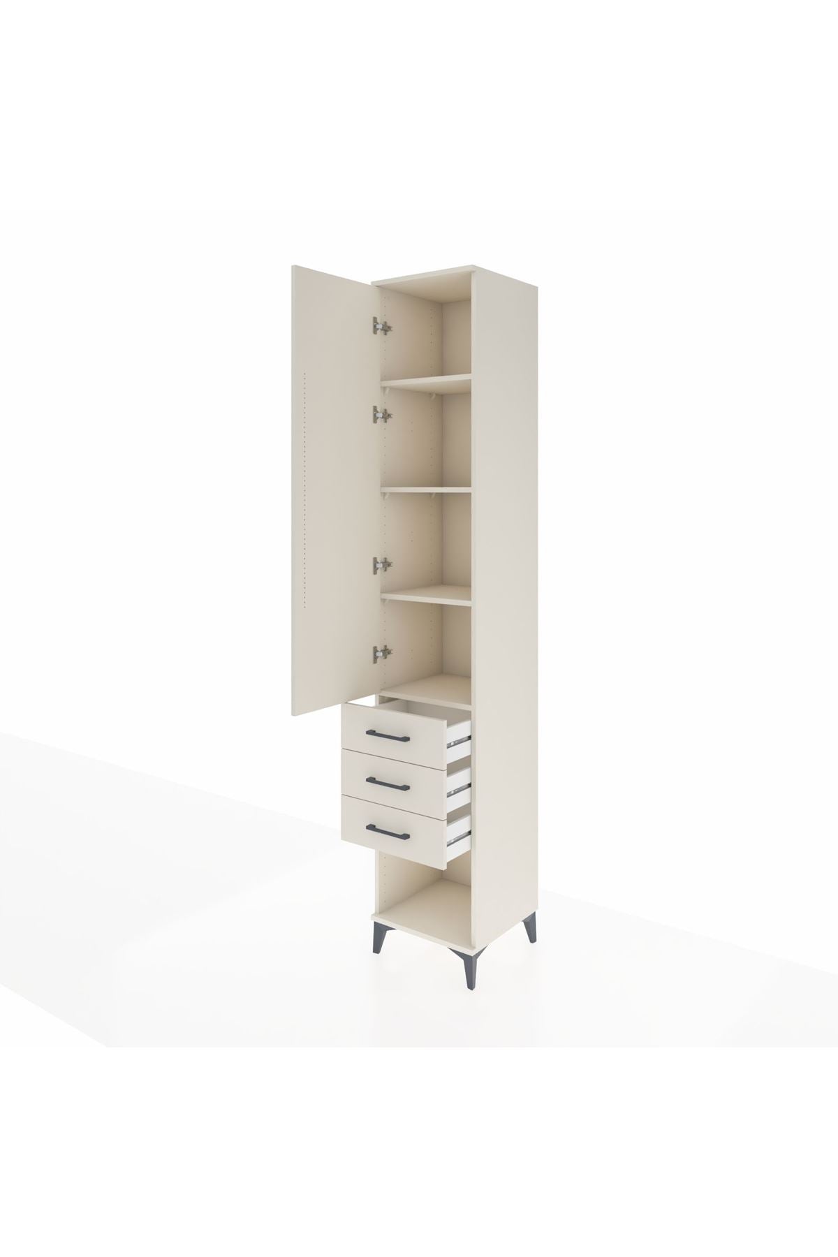Hyperion Dolap 4 Raflı 3 Çekmeceli Tek Kapaklı 44x44x243 - S64M148V1B