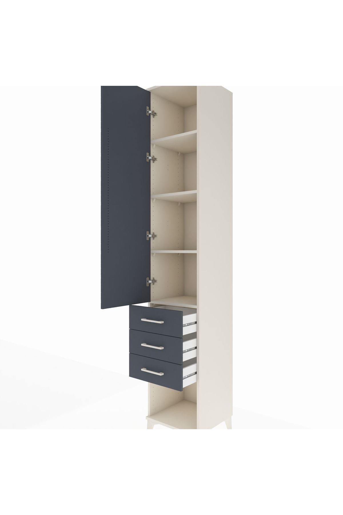 Hyperion Dolap 4 Raflı 3 Çekmeceli Tek Kapaklı 44x44x243 - S64M148V2B