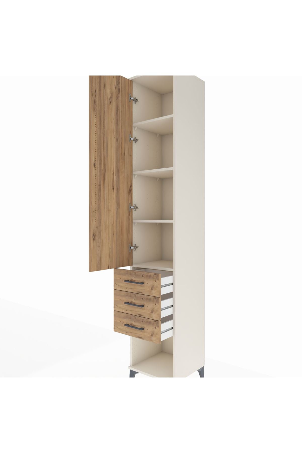 Hyperion Dolap 4 Raflı 3 Çekmeceli Tek Kapaklı 44x44x243 - S64M148V3B