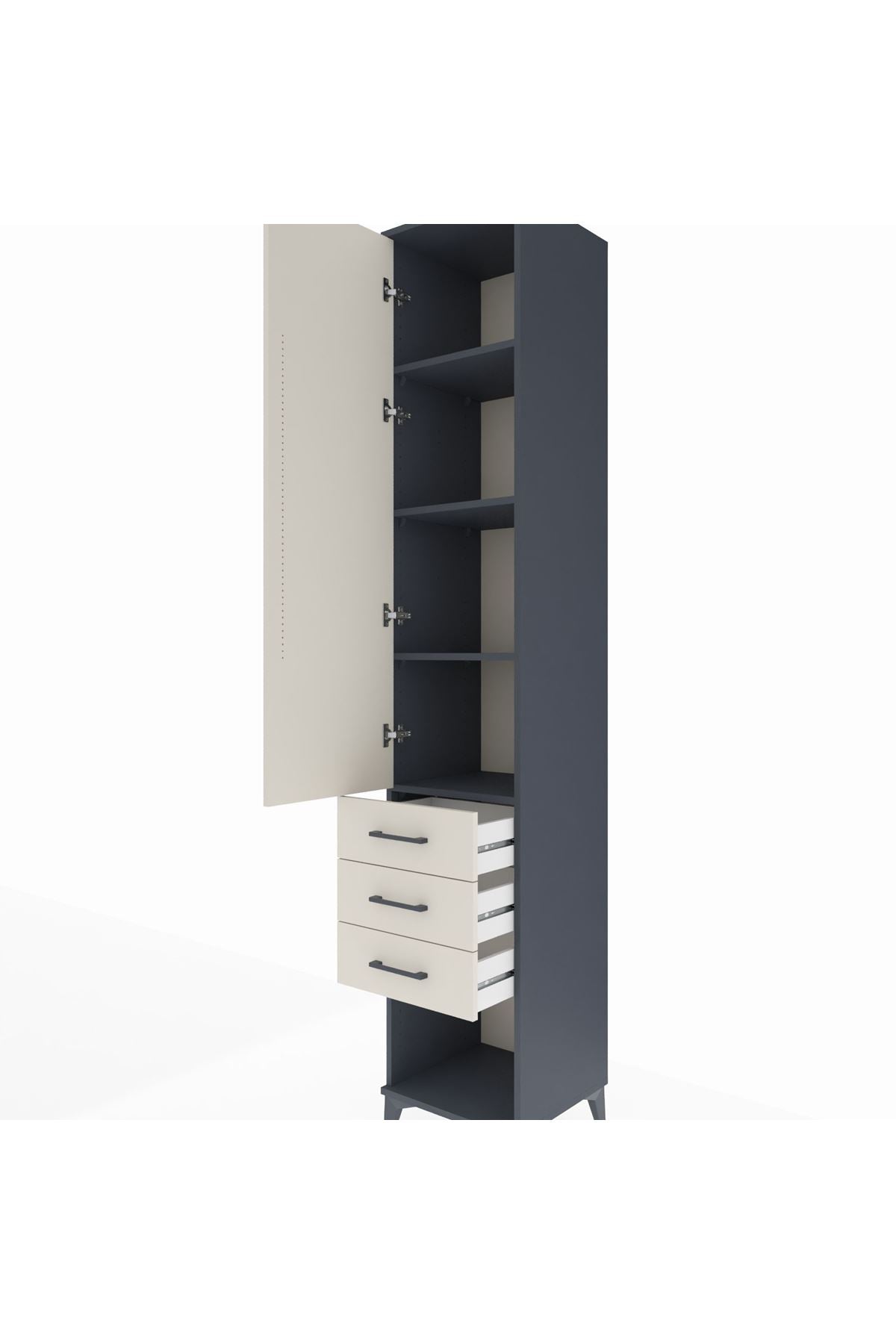 Hyperion Dolap 4 Raflı 3 Çekmeceli Tek Kapaklı 44x44x243 - S64M148V4B