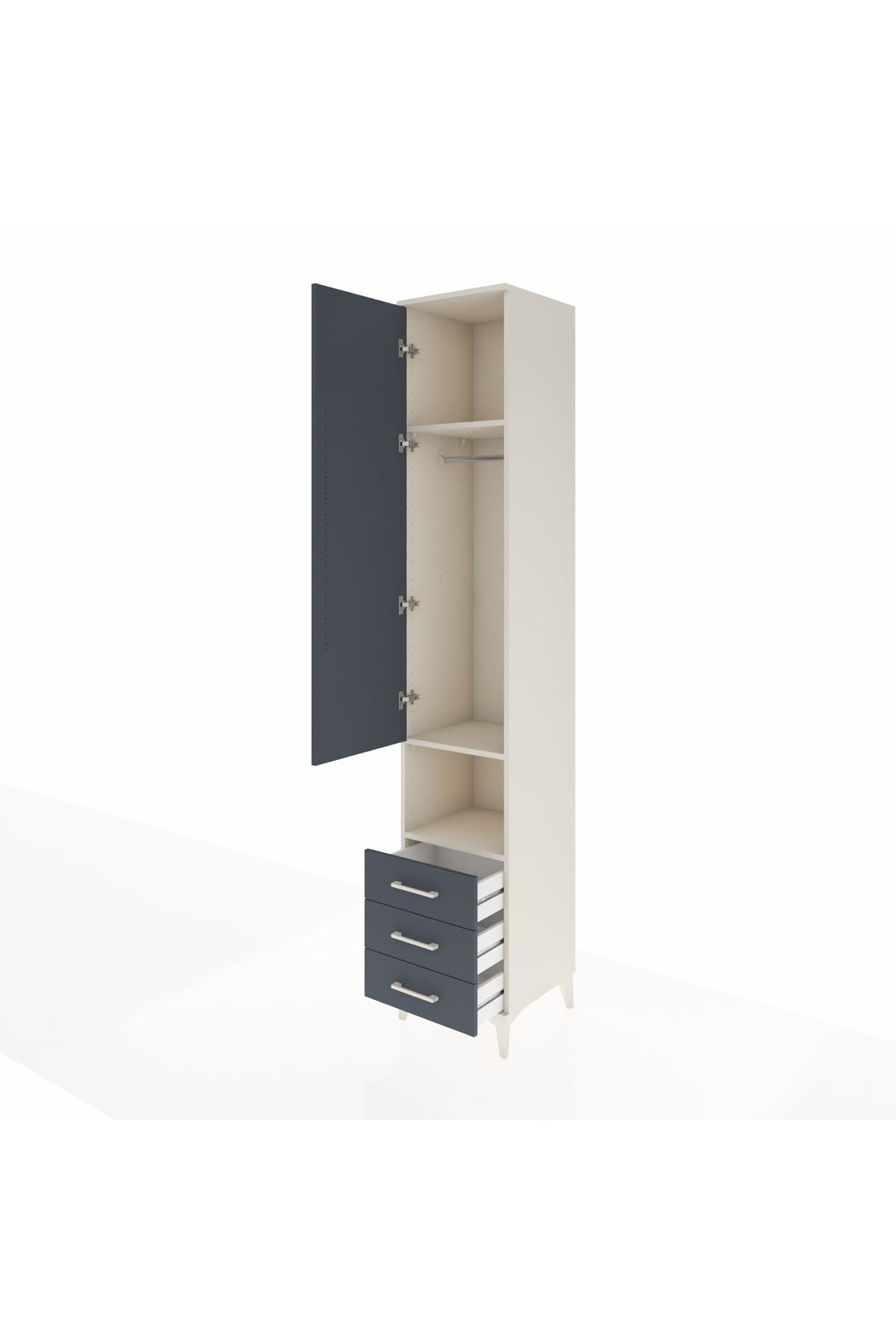 Hyperion Dolap 3 Raflı 3 Çekmeceli Tek Kapaklı 44x44x243 - S64M150V2B