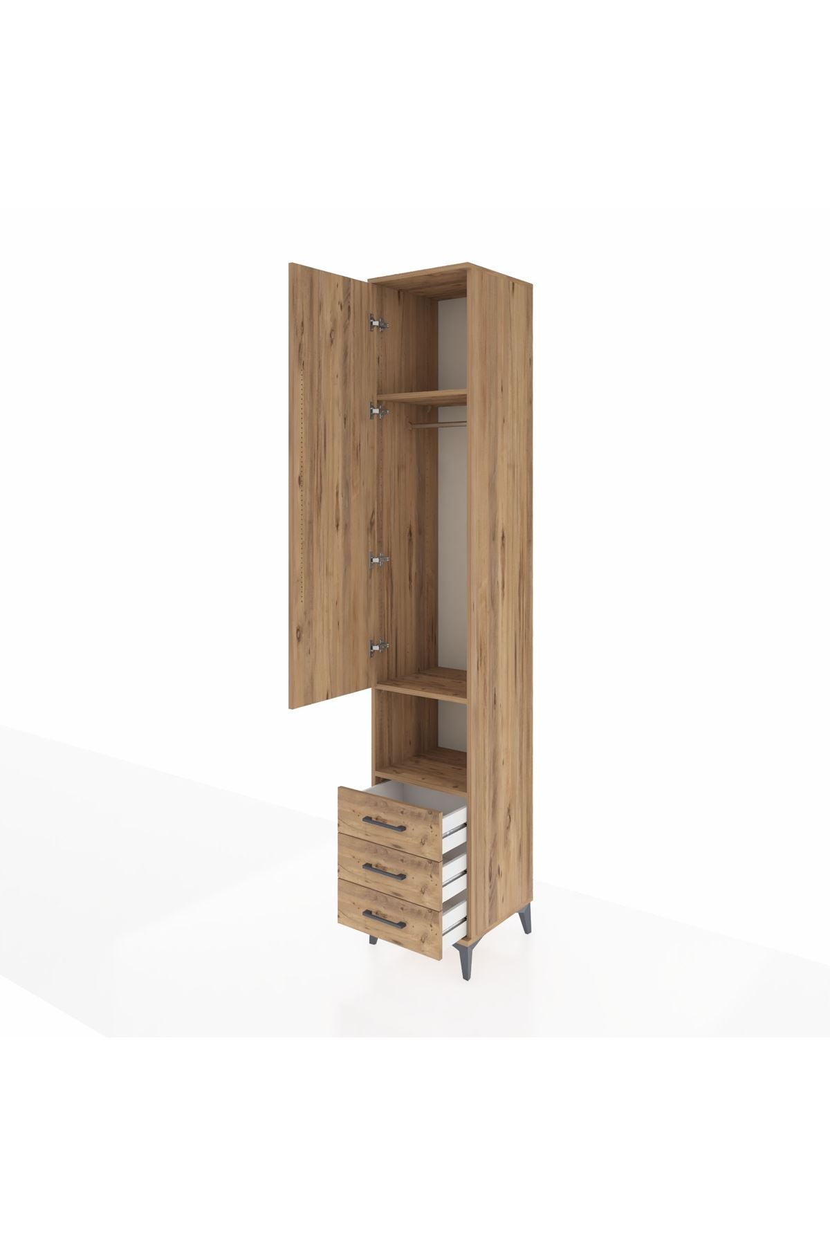 Hyperion Dolap 3 Raflı 3 Çekmeceli Tek Kapaklı 44x44x243 - S64M150V9B