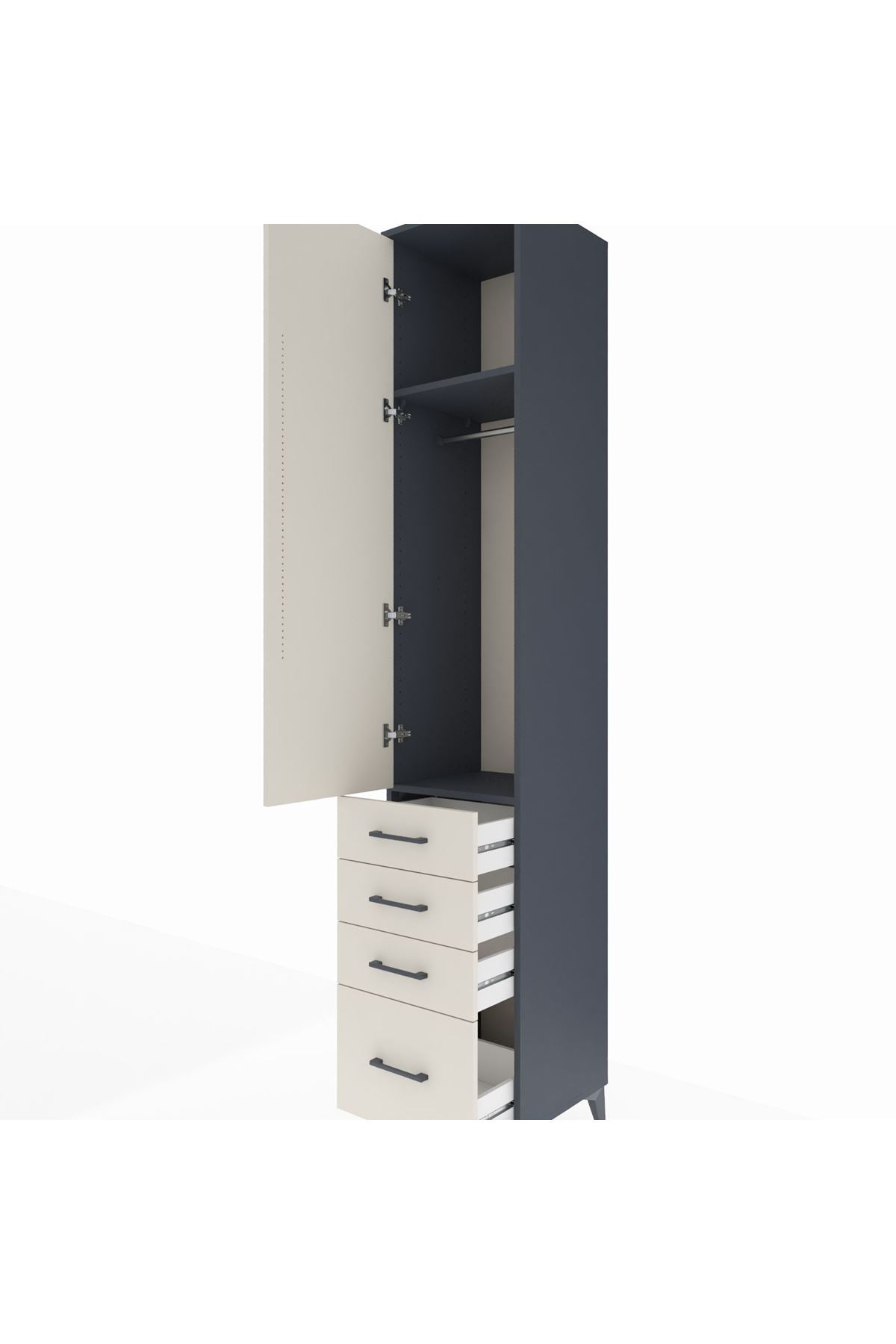 Hyperion Dolap 2 Raflı 4 Çekmeceli Tek Askılı 44x44x243 - S64M152V4B
