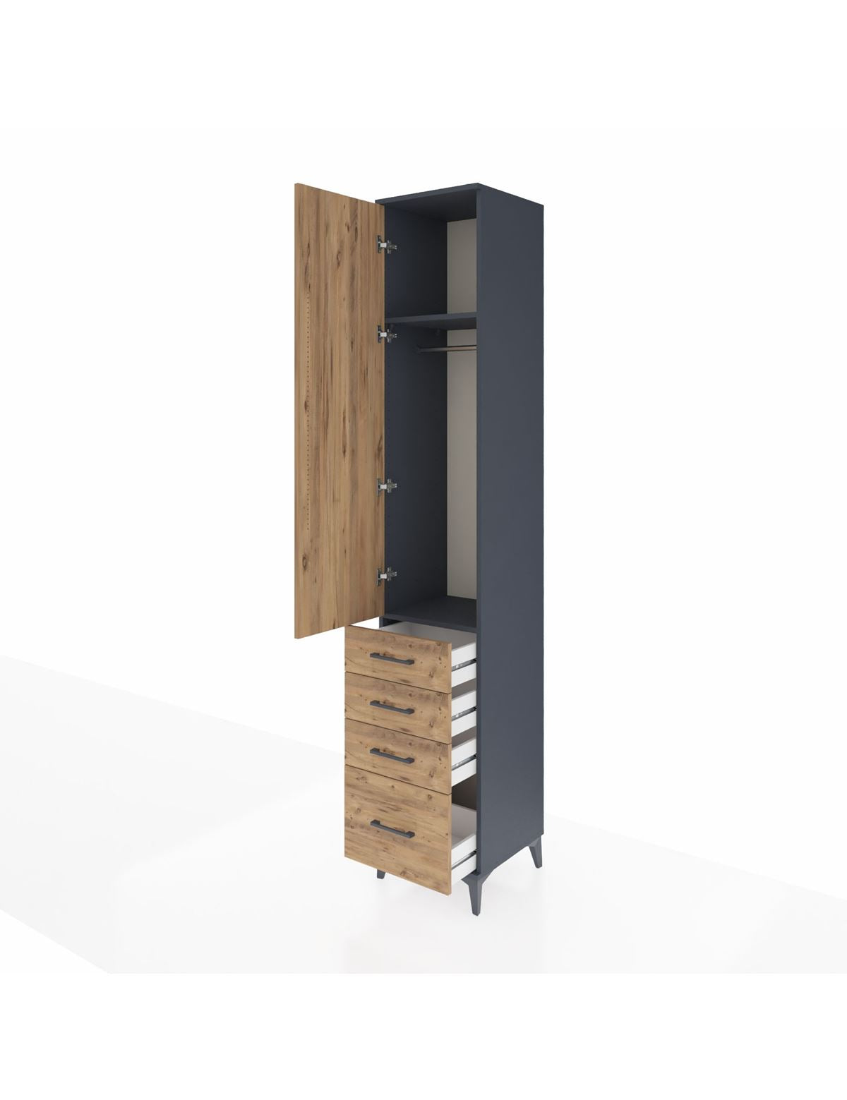 Hyperion Dolap 2 Raflı 4 Çekmeceli Tek Askılı 44x44x243 - S64M152V6B