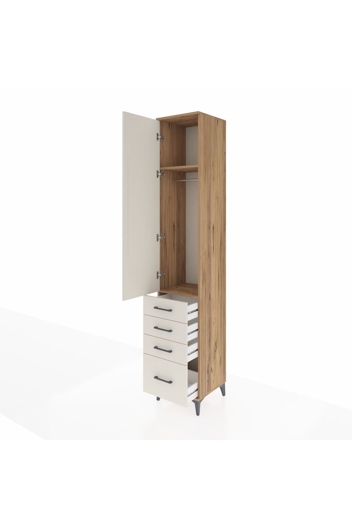 Hyperion Dolap 2 Raflı 4 Çekmeceli Tek Askılı 44x44x243 - S64M152V7B