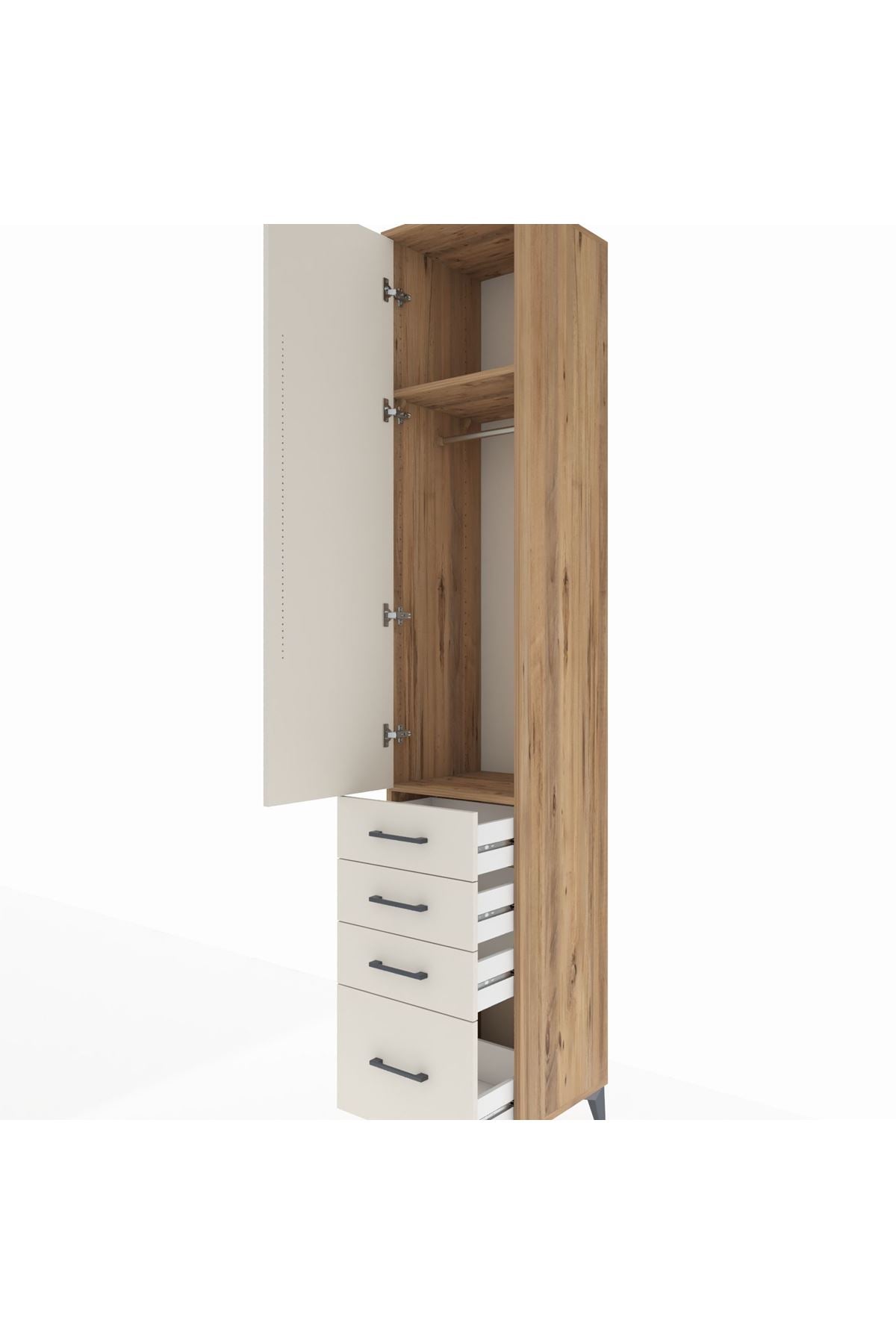 Hyperion Dolap 2 Raflı 4 Çekmeceli Tek Askılı 44x44x243 - S64M152V7B