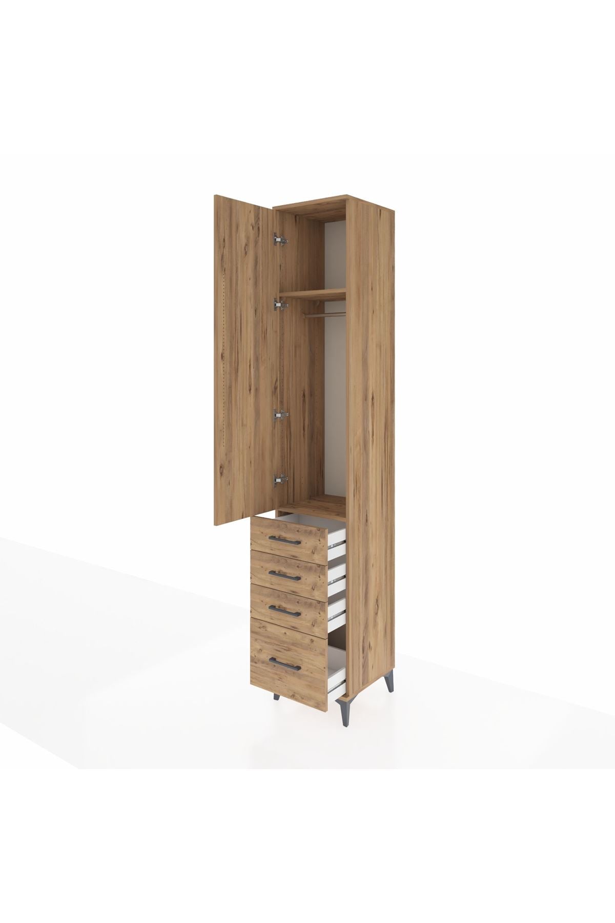Hyperion Dolap 2 Raflı 4 Çekmeceli Tek Askılı 44x44x243 - S64M152V9B