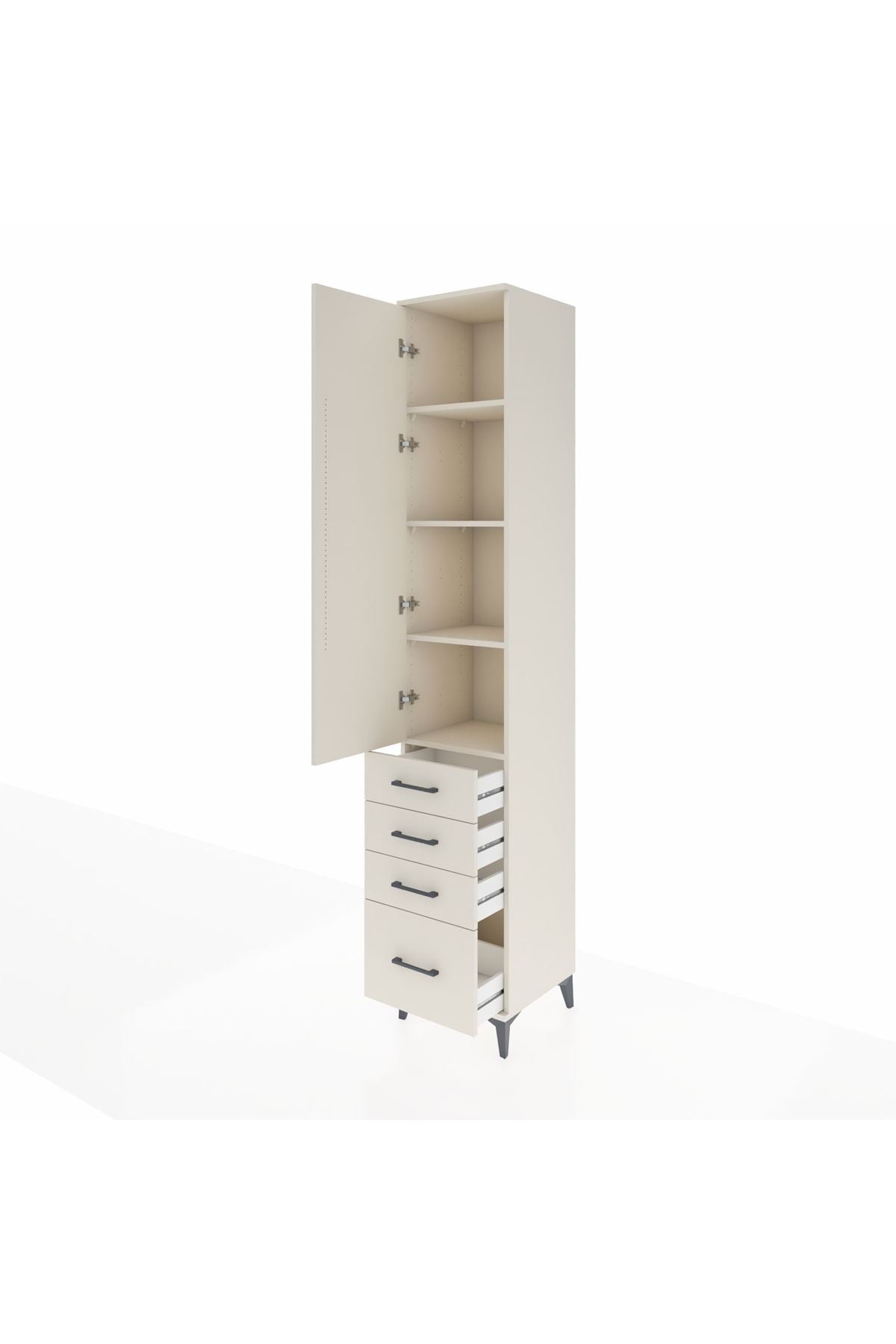 Hyperion Dolap 4 Raflı 4 Çekmeceli Tek Kapaklı 44x44x243 - S64M153V1B