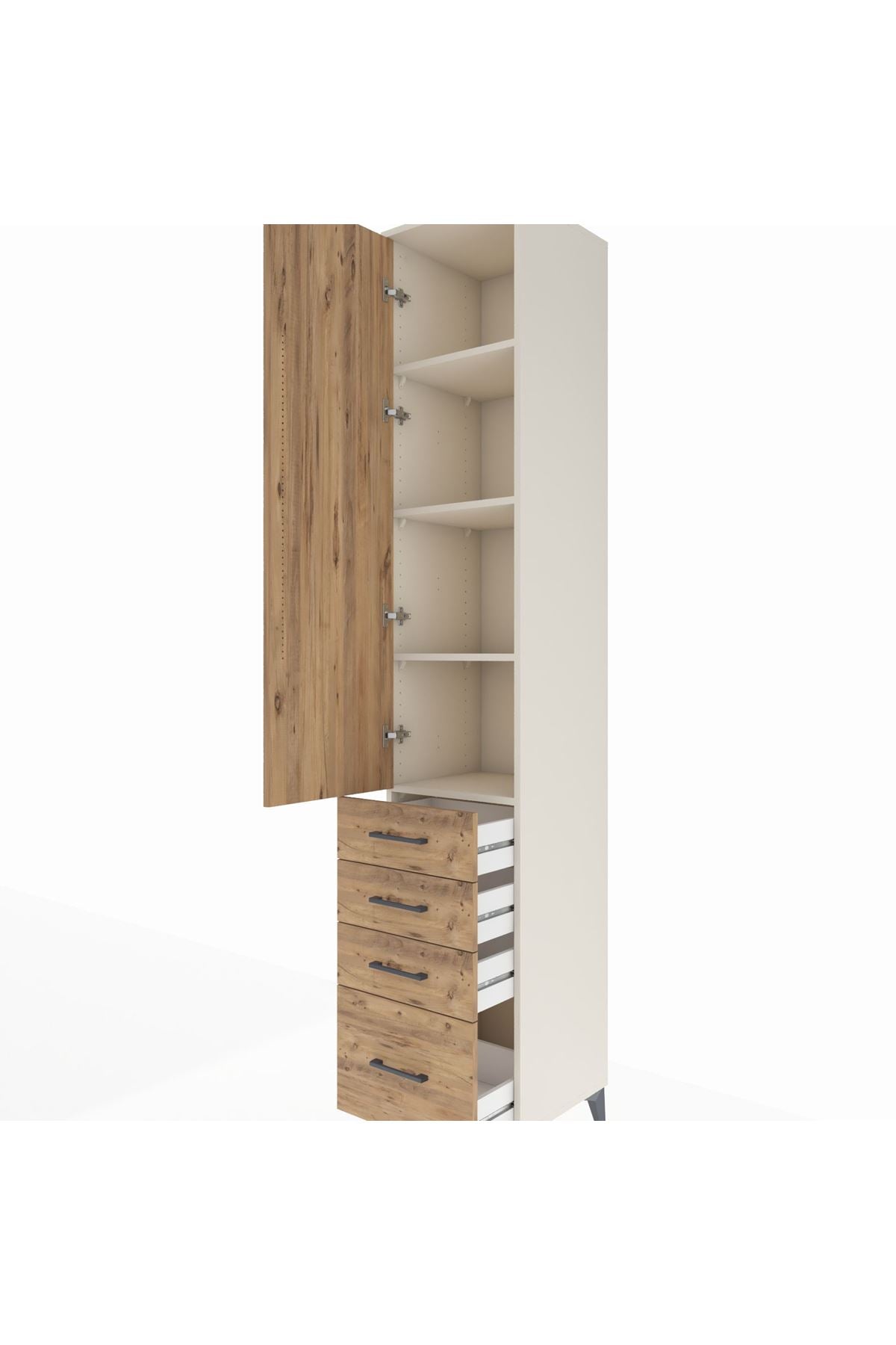 Hyperion Dolap 4 Raflı 4 Çekmeceli Tek Kapaklı 44x44x243 - S64M153V3B