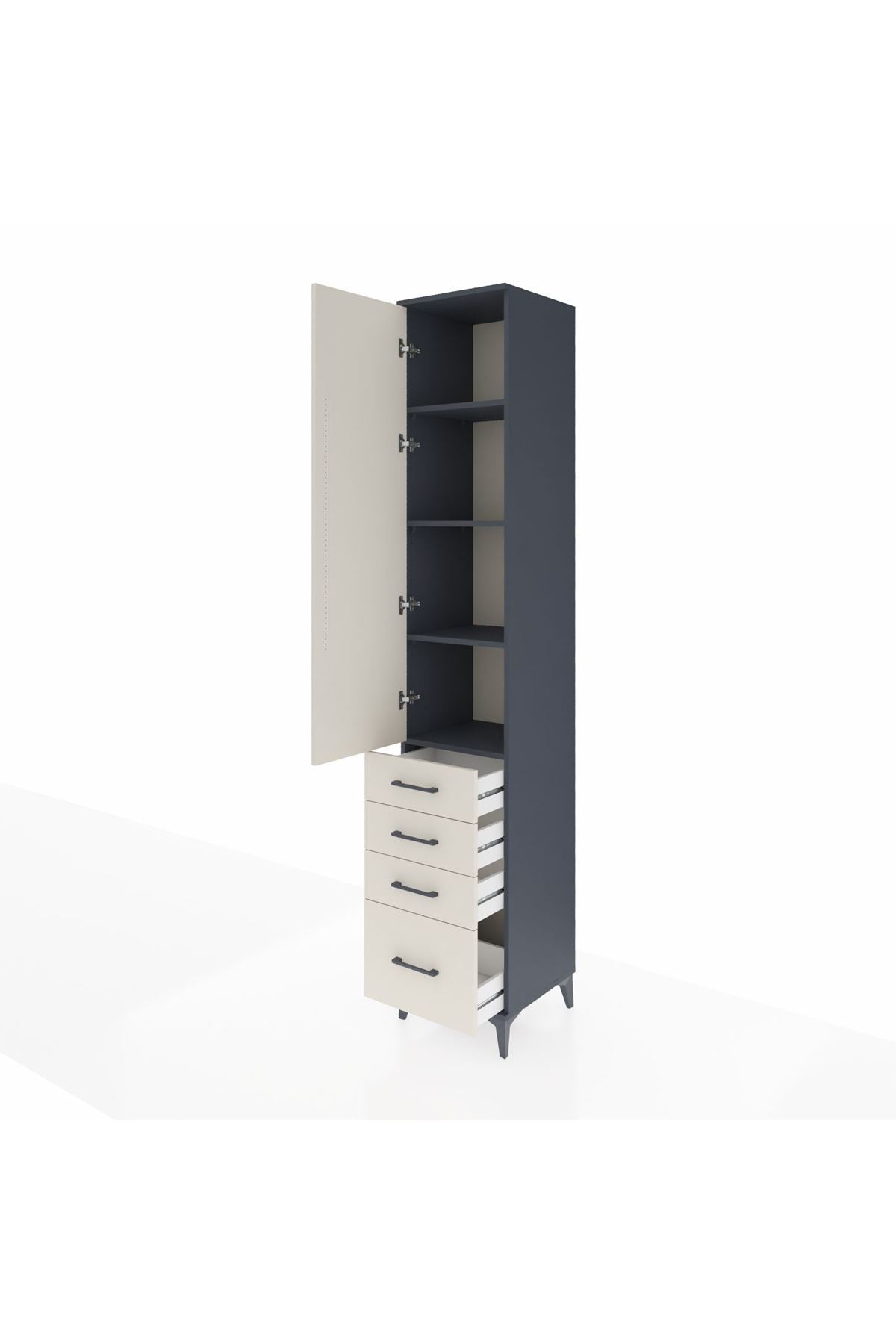 Hyperion Dolap 4 Raflı 4 Çekmeceli Tek Kapaklı 44x44x243 - S64M153V4B