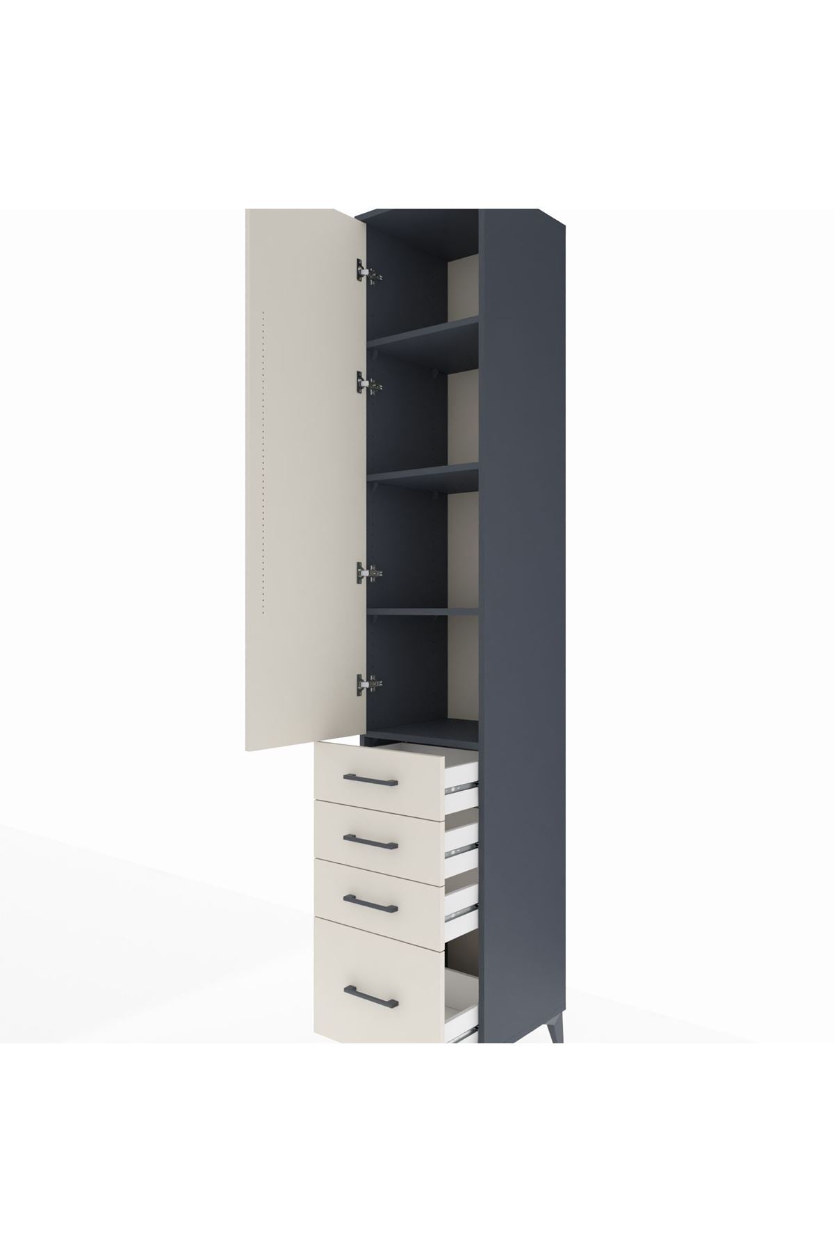 Hyperion Dolap 4 Raflı 4 Çekmeceli Tek Kapaklı 44x44x243 - S64M153V4B