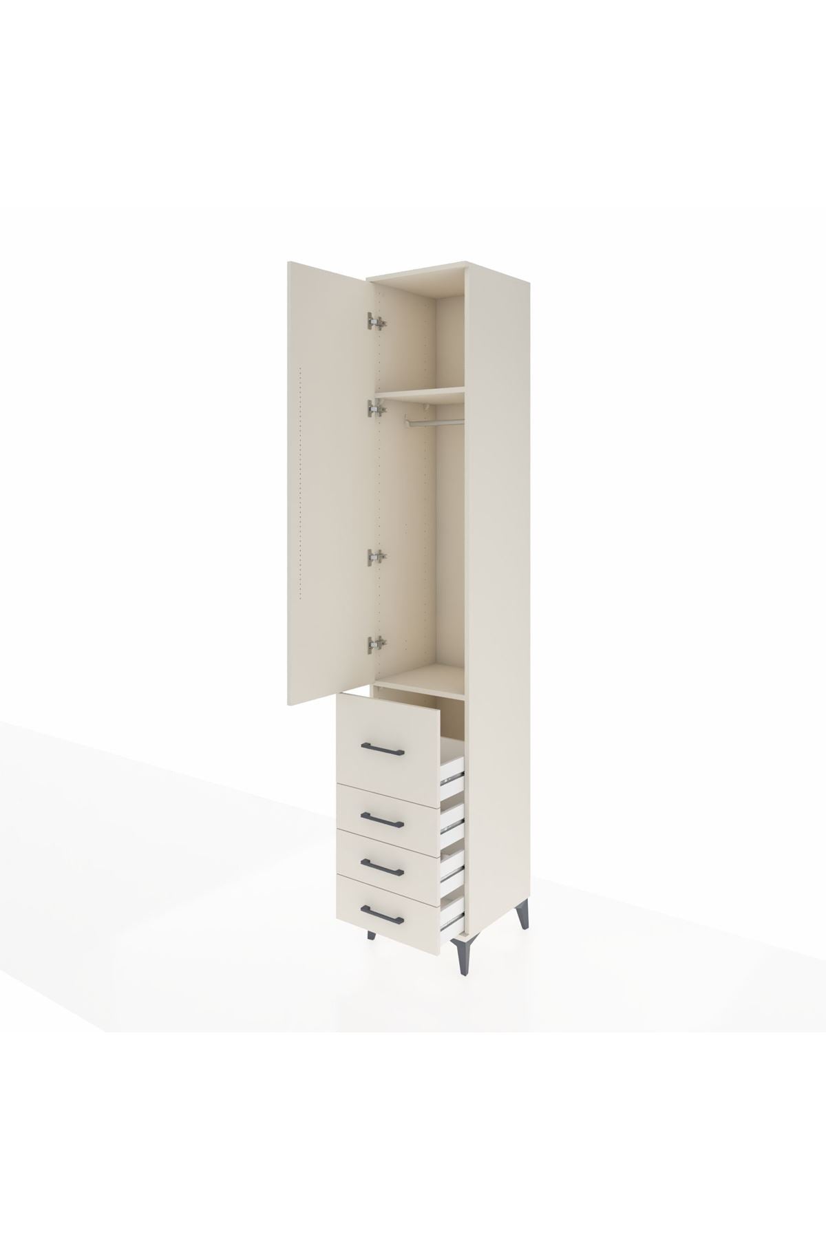 Hyperion Dolap 2 Raflı 4 Çekmeceli Tek Askılı 44x44x243 - S64M154V1B