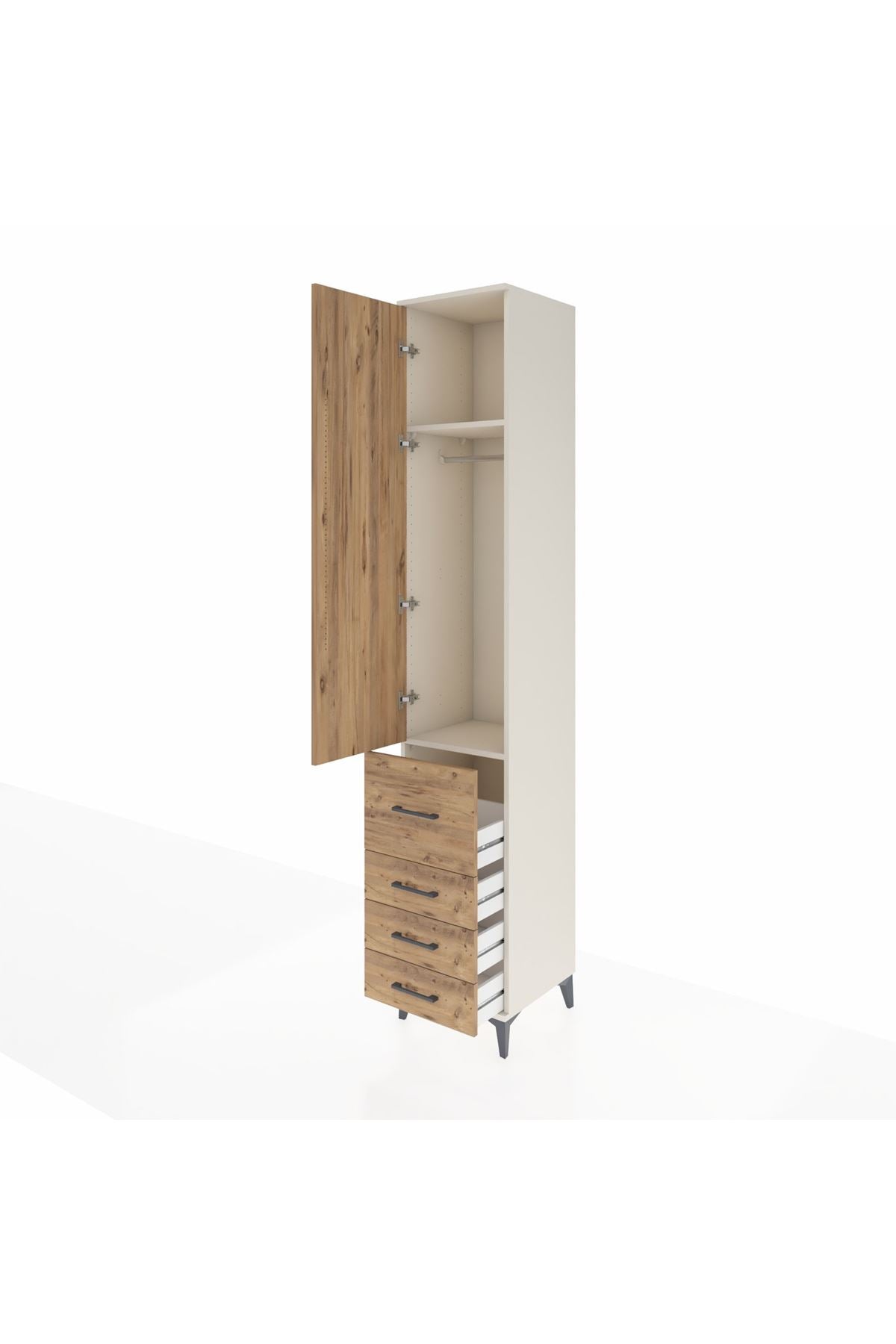 Hyperion Dolap 2 Raflı 4 Çekmeceli Tek Askılı 44x44x243 - S64M154V3B