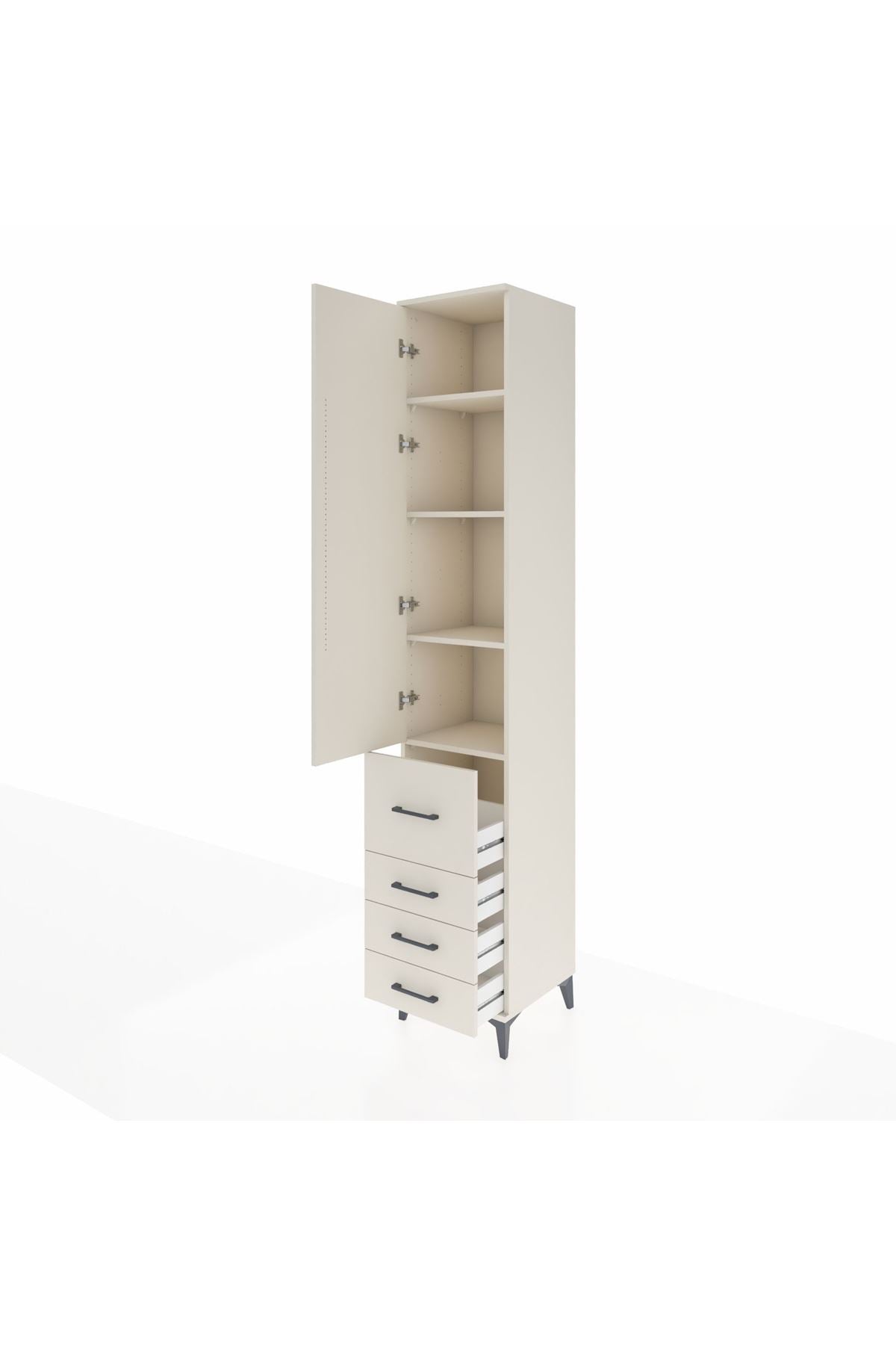 Hyperion Dolap 4 Raflı 4 Çekmeceli Tek Kapaklı 44x44x243 - S64M155V1B