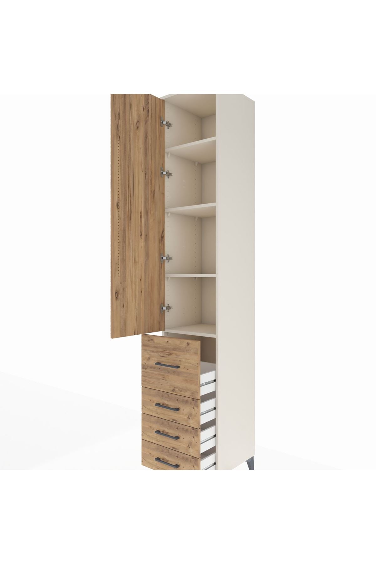 Hyperion Dolap 4 Raflı 4 Çekmeceli Tek Kapaklı 44x44x243 - S64M155V3B