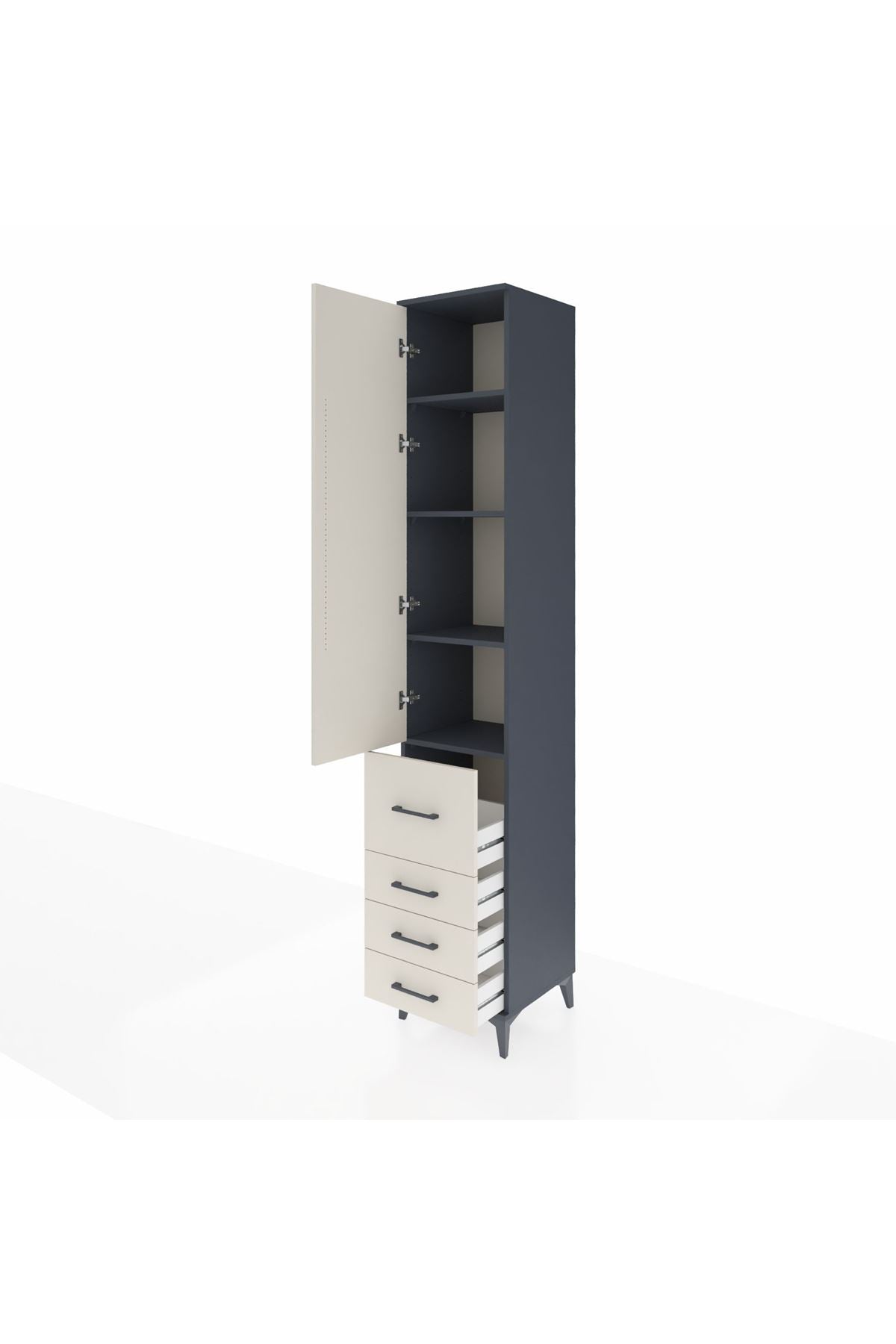 Hyperion Dolap 4 Raflı 4 Çekmeceli Tek Kapaklı 44x44x243 - S64M155V4B
