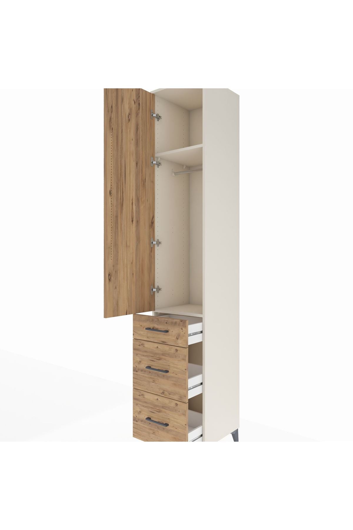 Hyperion Dolap 2 Raflı 3 Çekmeceli Tek Askılı 44x44x243 - S64M156V3B