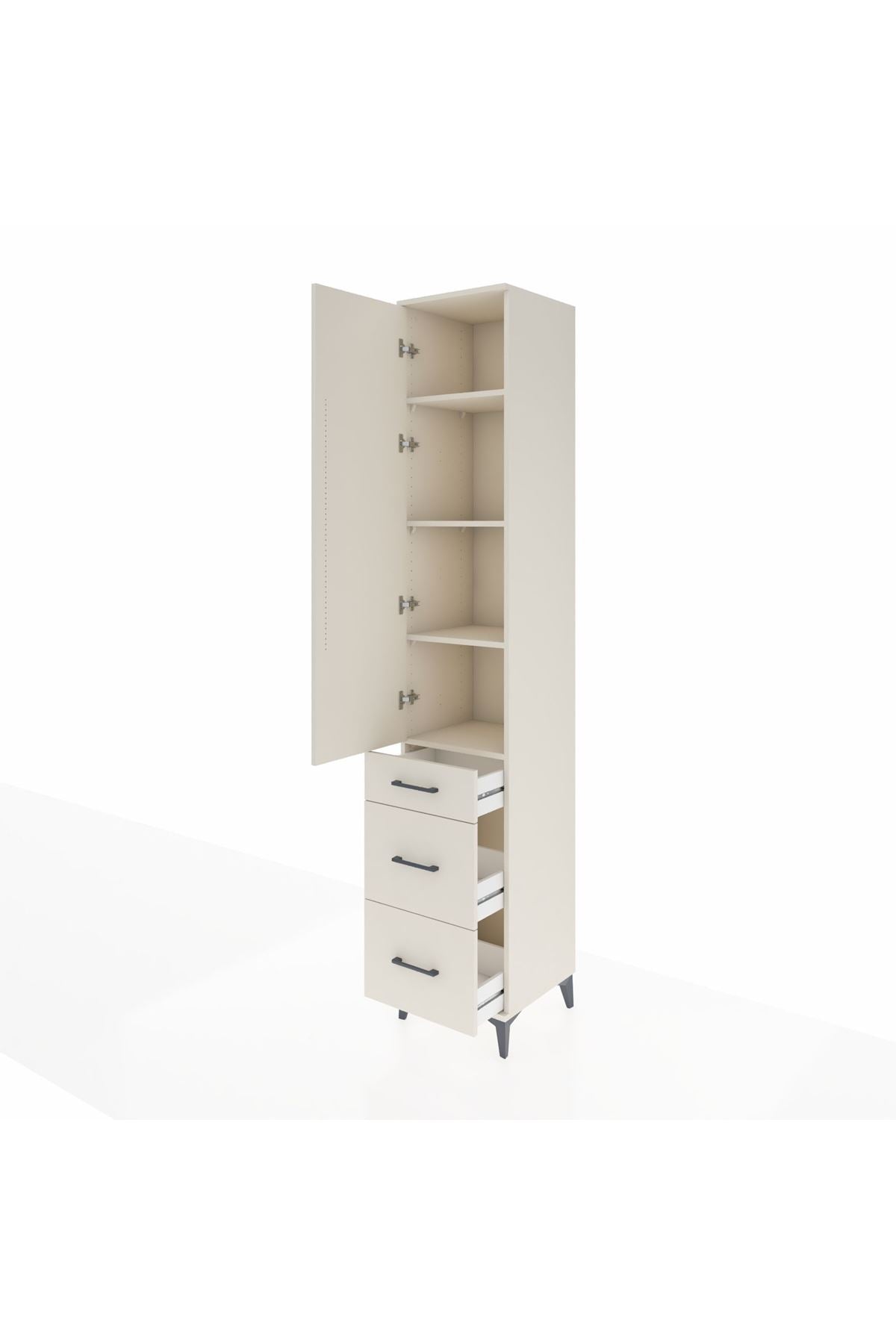 Hyperion Dolap 4 Raflı 3 Çekmeceli Tek Kapaklı 44x44x243 - S64M157V1B