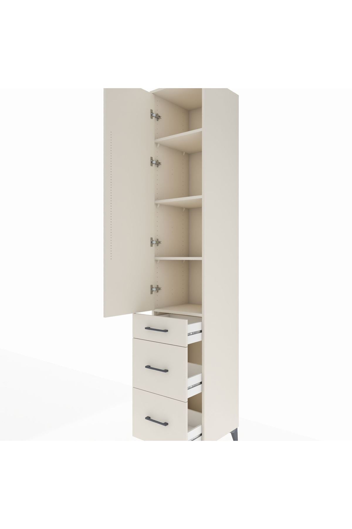 Hyperion Dolap 4 Raflı 3 Çekmeceli Tek Kapaklı 44x44x243 - S64M157V1B