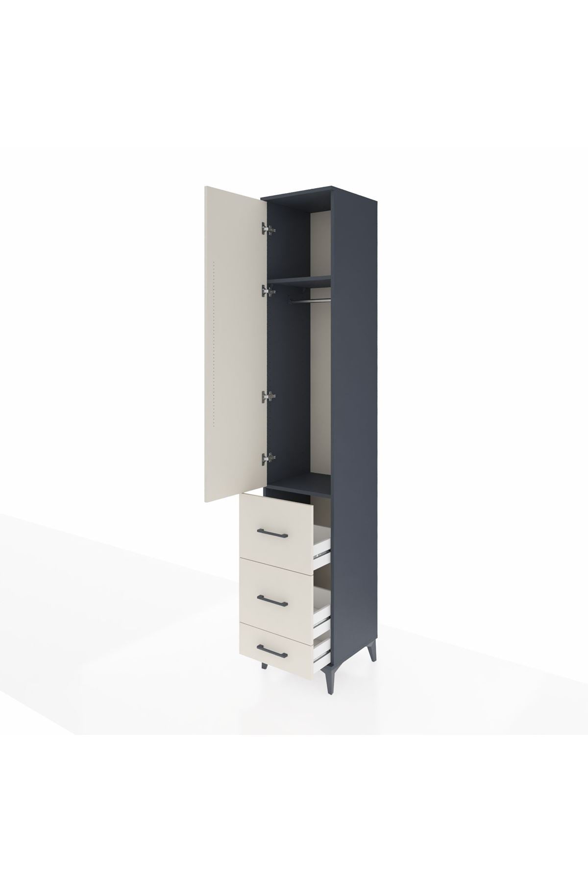 Hyperion Dolap 2 Raflı 3 Çekmeceli Tek Askılı 44x44x243 - S64M158V4B
