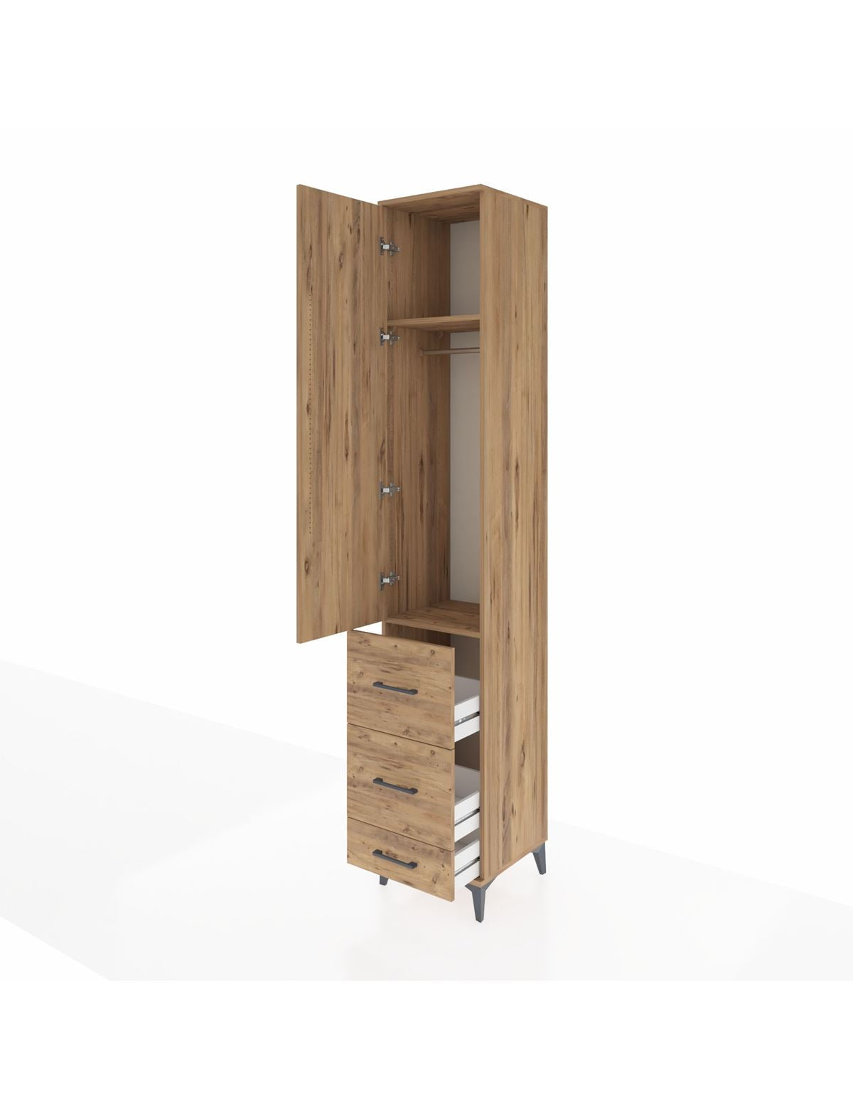 Hyperion Dolap 2 Raflı 3 Çekmeceli Tek Askılı 44x44x243 - S64M158V9B