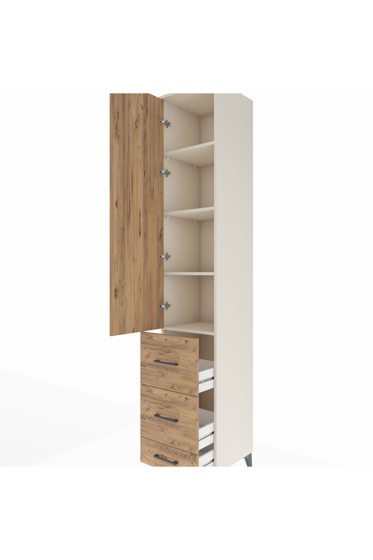 Hyperion Dolap 4 Raflı 3 Çekmeceli Tek Kapaklı 44x44x243 - S64M159V3B