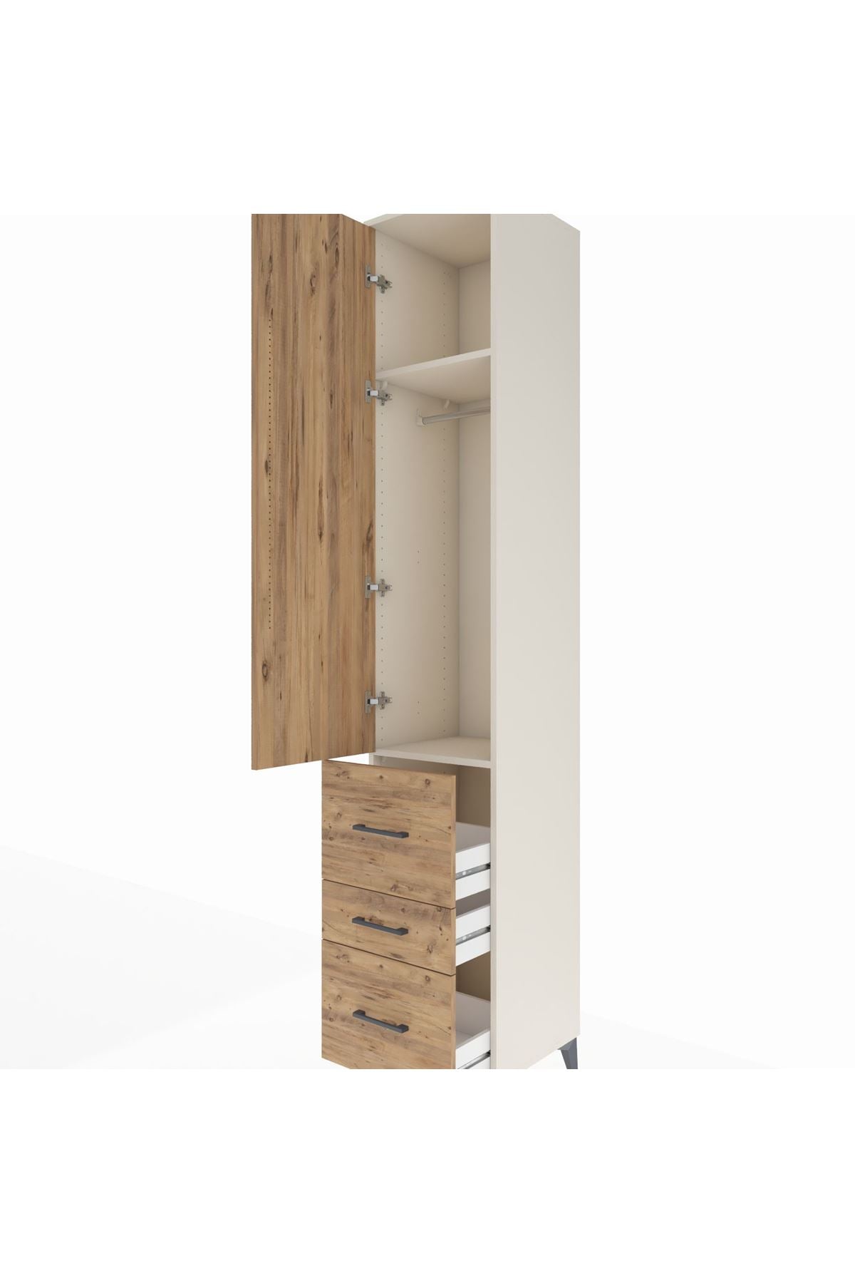 Hyperion Dolap 2 Raflı 3 Çekmeceli Tek Askılı 44x44x243 - S64M160V3B