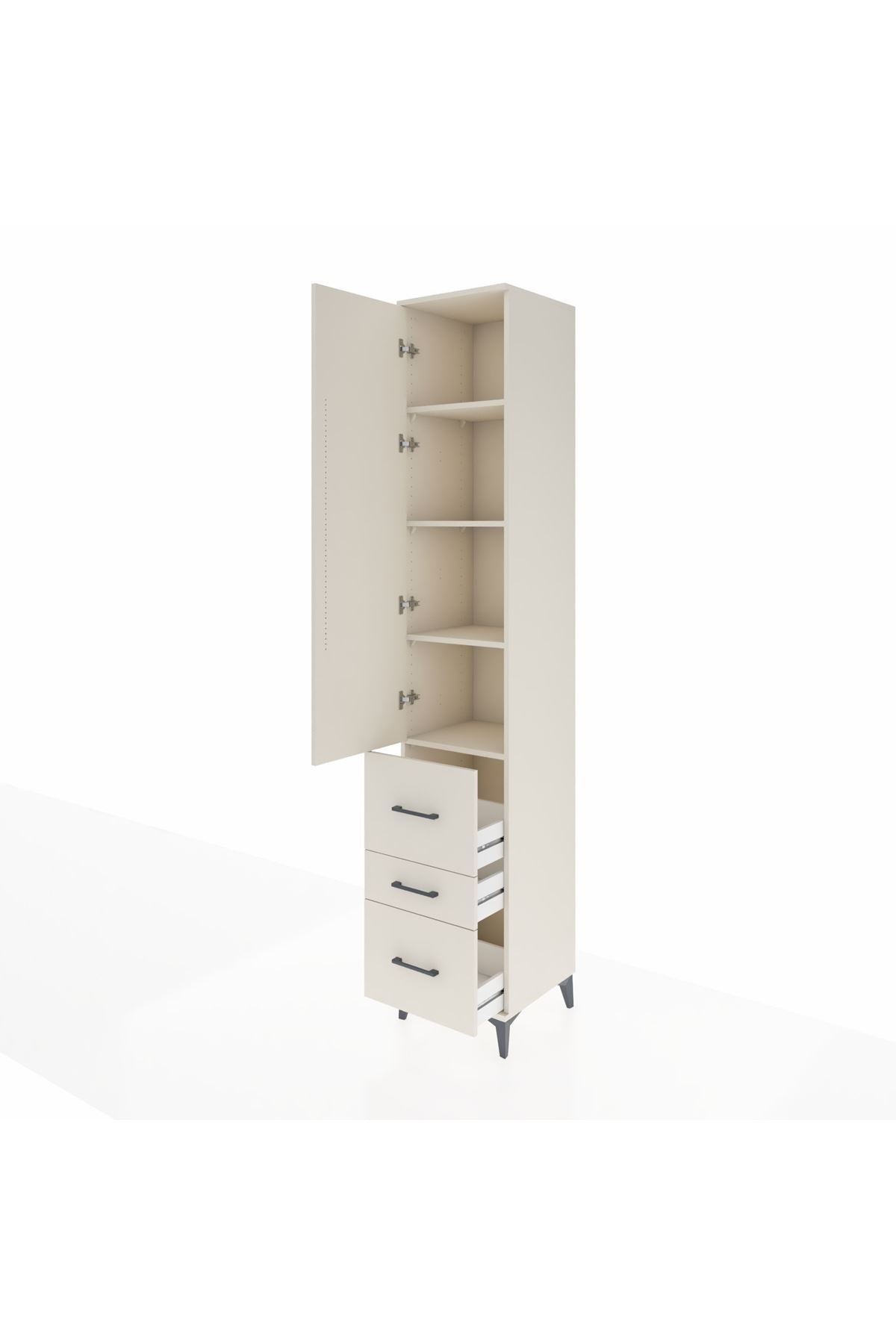 Hyperion Dolap 4 Raflı 3 Çekmeceli Tek Kapaklı 44x44x243 - S64M161V1B