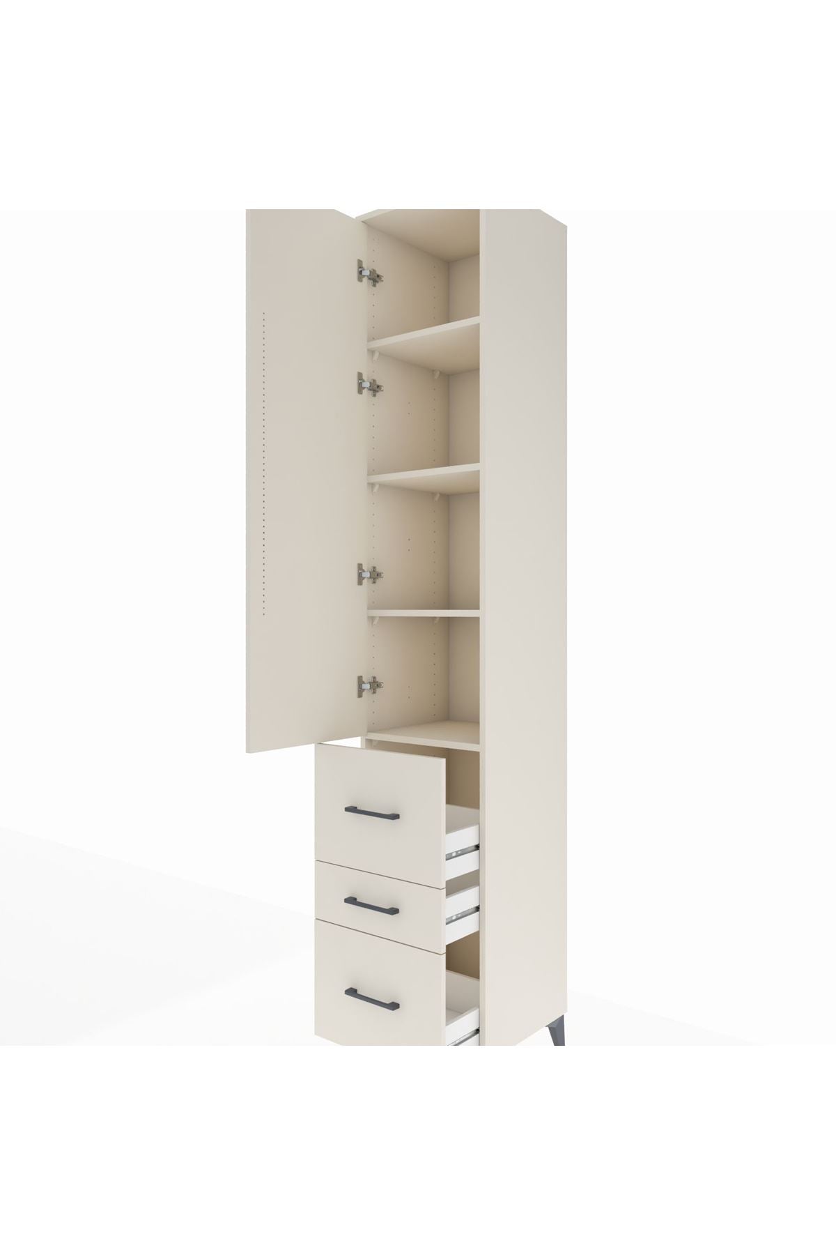 Hyperion Dolap 4 Raflı 3 Çekmeceli Tek Kapaklı 44x44x243 - S64M161V1B