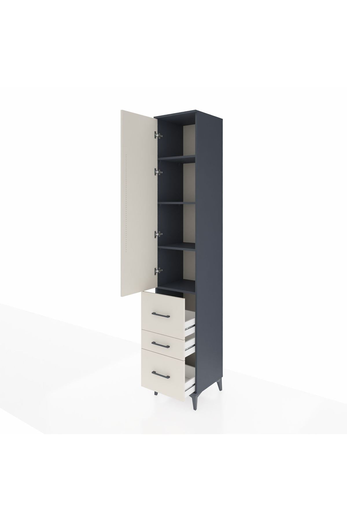 Hyperion Dolap 4 Raflı 3 Çekmeceli Tek Kapaklı 44x44x243 - S64M161V4B