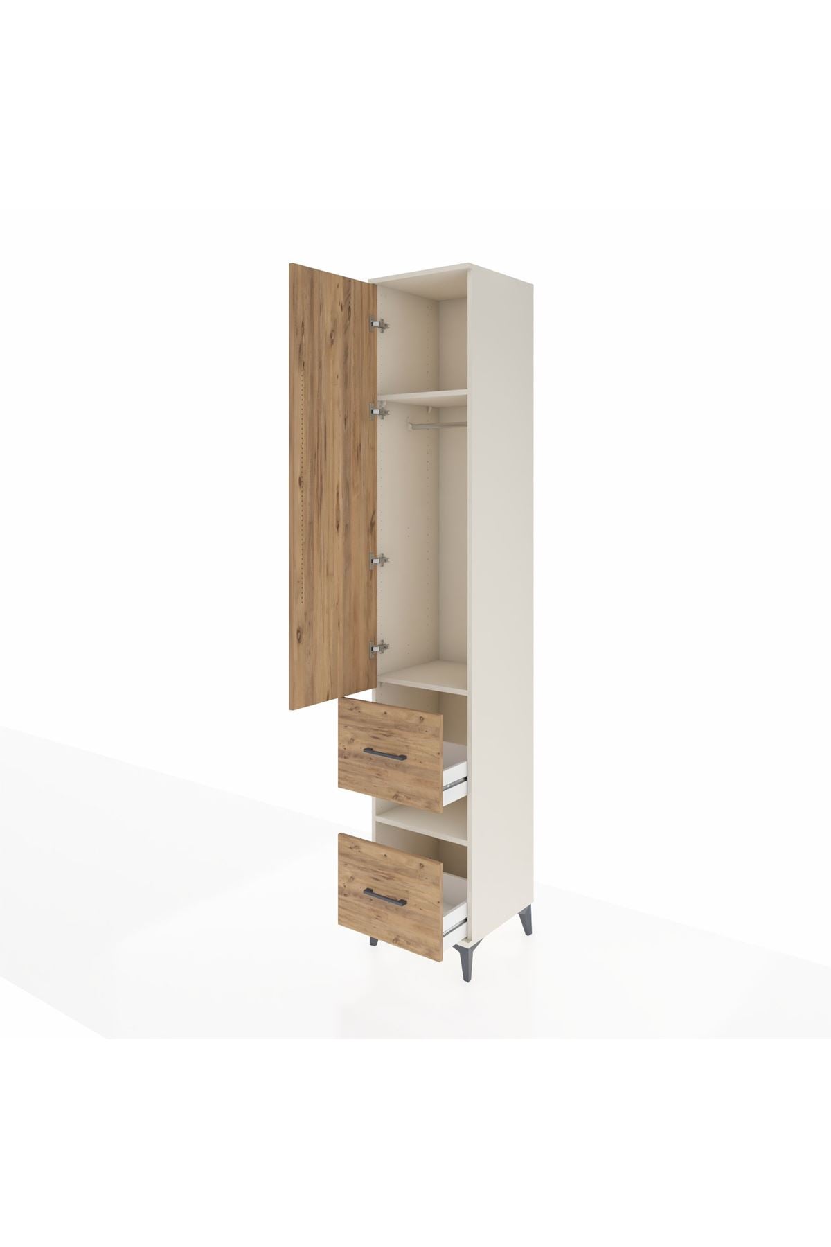 Hyperion Dolap 3 Raflı 2 Çekmeceli Tek Askılı 44x44x243 - S64M162V3B
