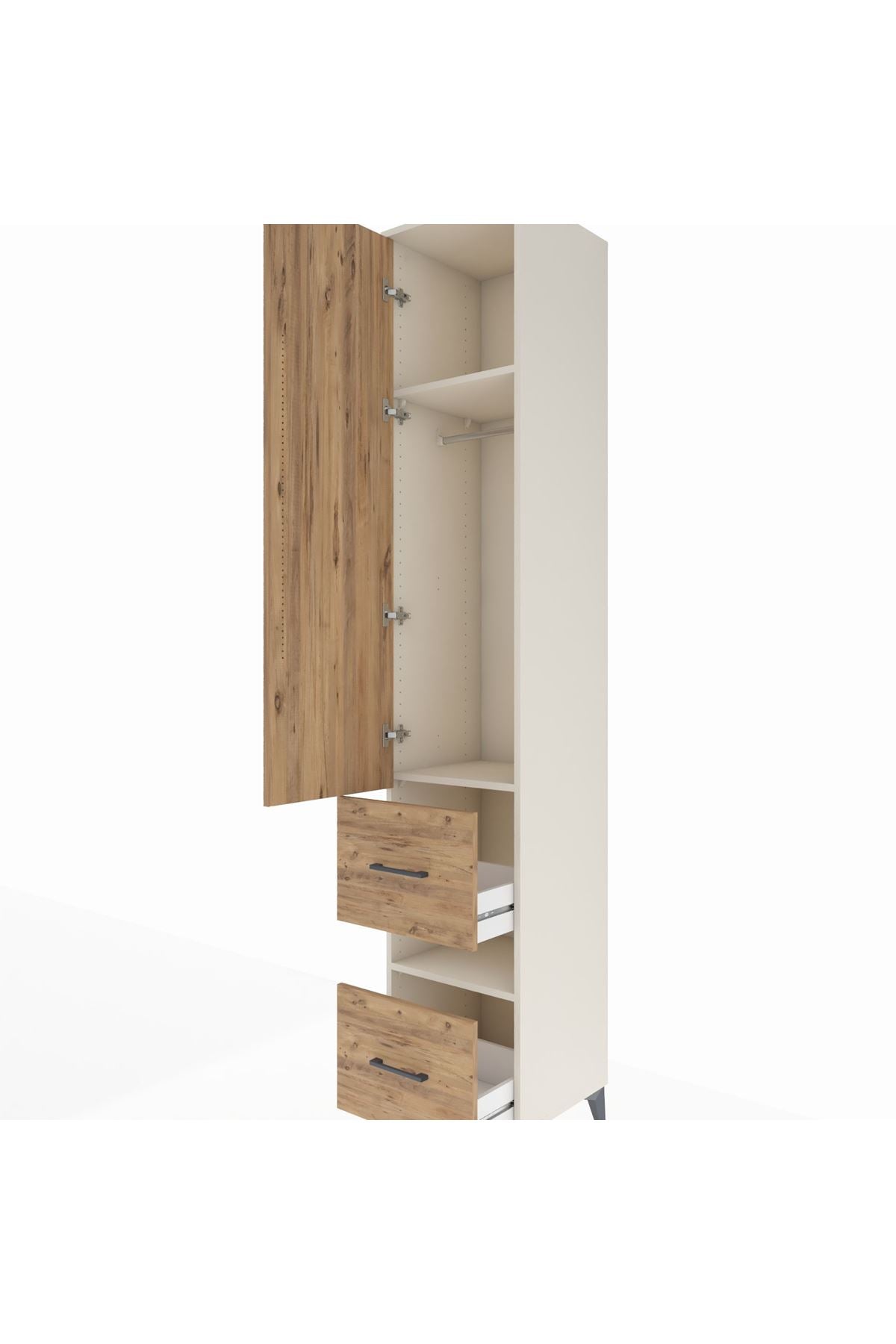 Hyperion Dolap 3 Raflı 2 Çekmeceli Tek Askılı 44x44x243 - S64M162V3B
