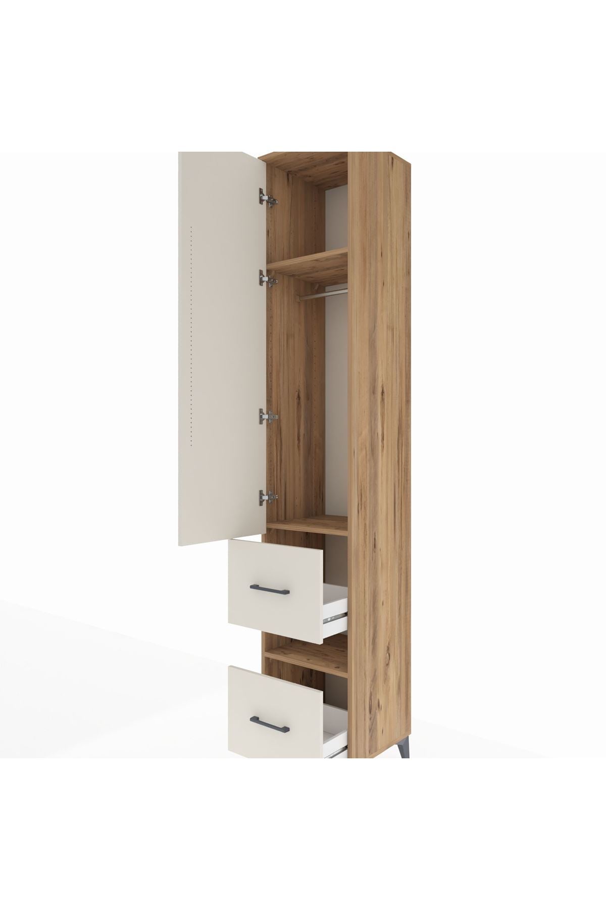 Hyperion Dolap 3 Raflı 2 Çekmeceli Tek Askılı 44x44x243 - S64M162V7B