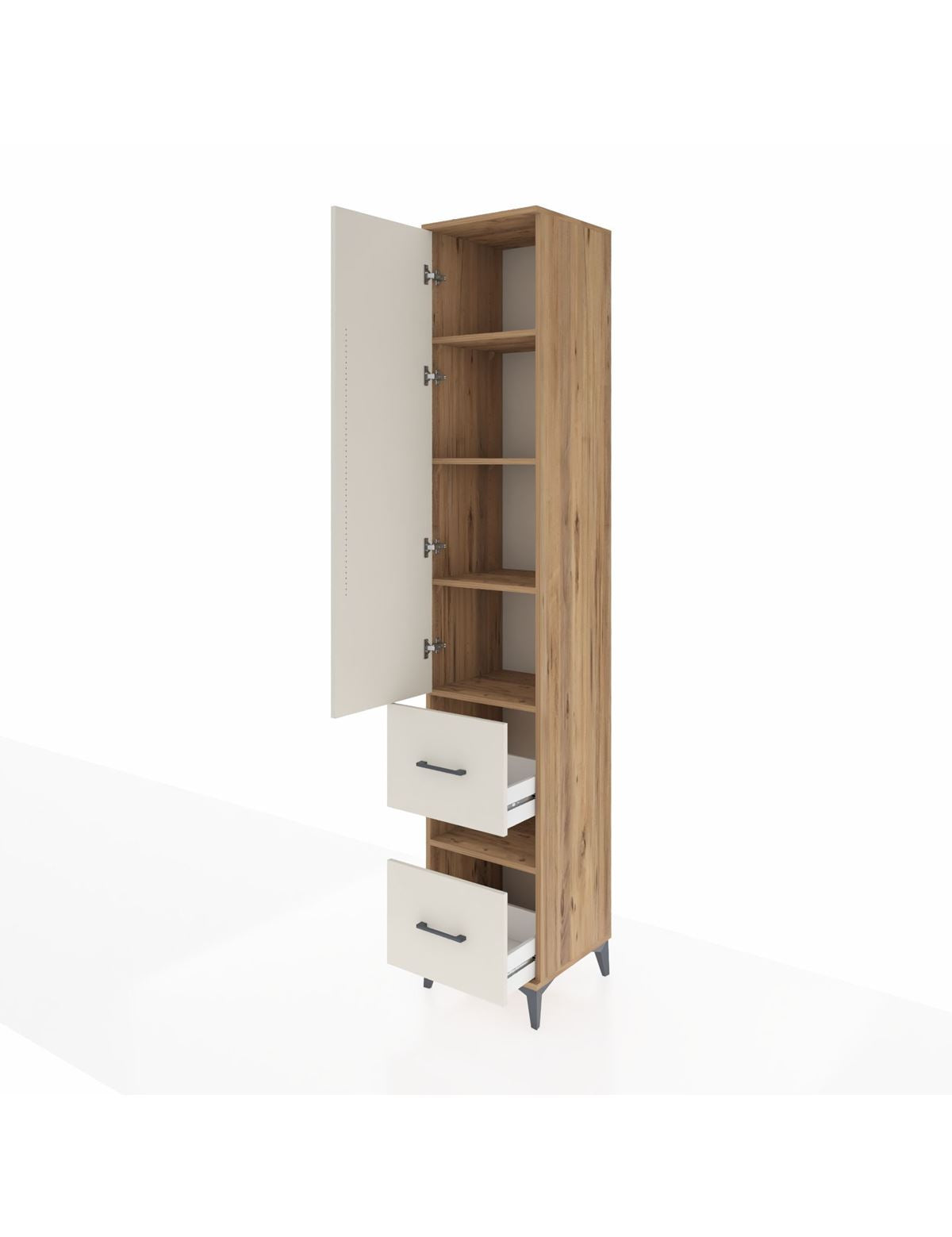 Hyperion Dolap 5 Raflı 2 Çekmeceli Tek Kapaklı 44x44x243 - S64M163V7B