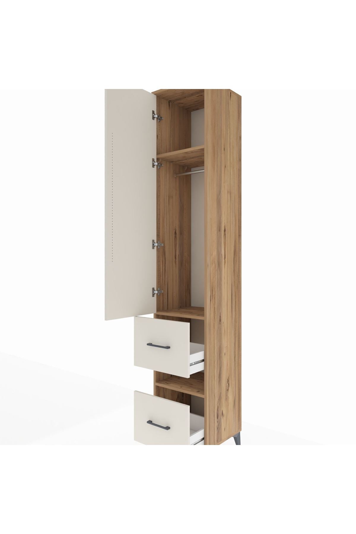 Hyperion Dolap 3 Raflı 2 Çekmeceli Tek Askılı 44x44x243 - S64M164V7B