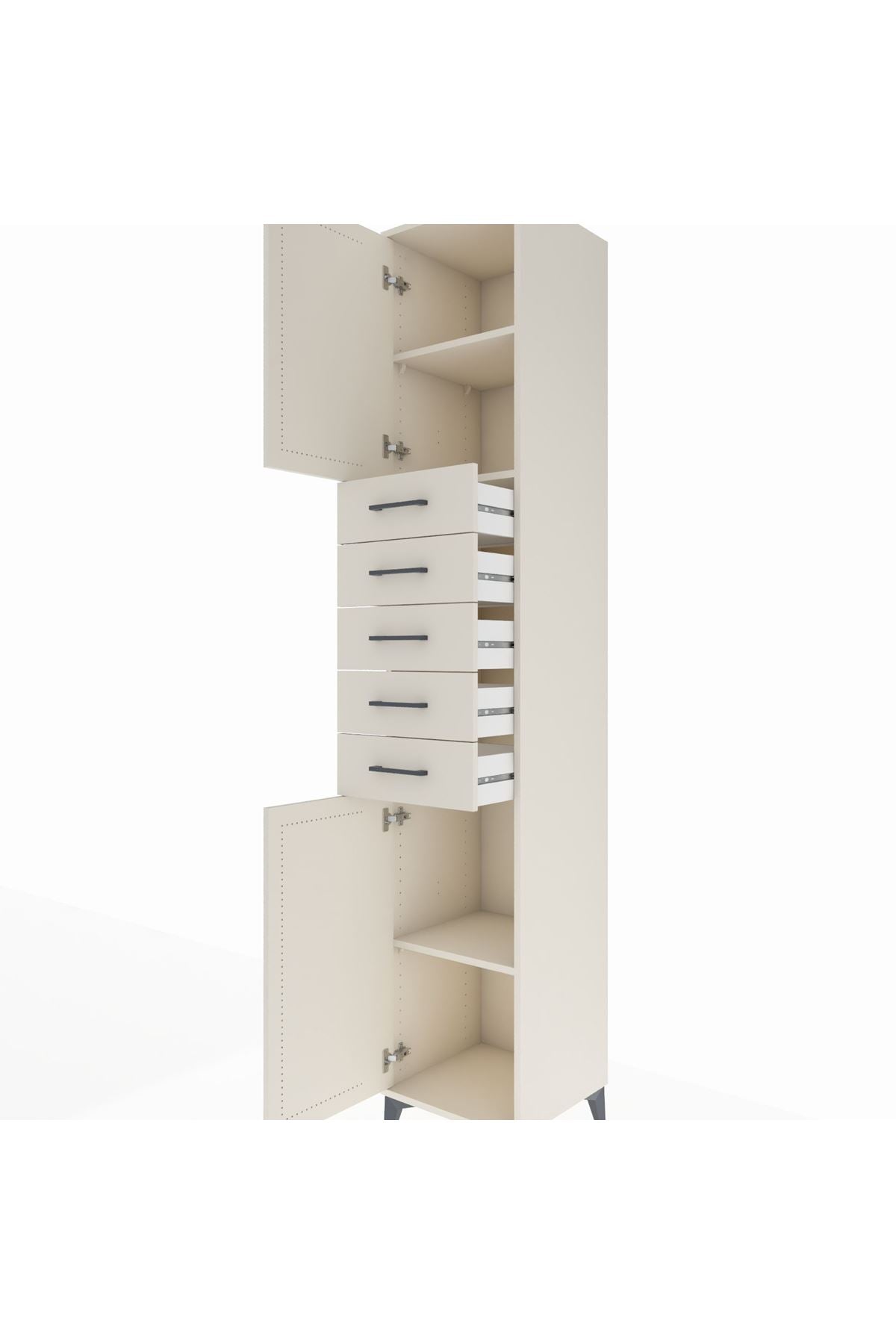 Hyperion Dolap 3 Raflı 5 Çekmeceli 2 Kapaklı 44x44x243 - S64M166V1B
