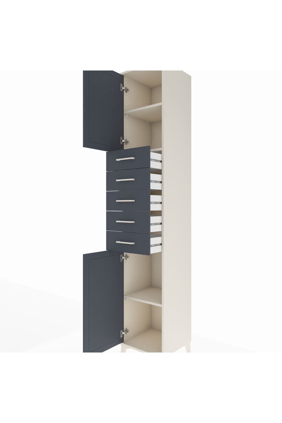 Hyperion Dolap 3 Raflı 5 Çekmeceli 2 Kapaklı 44x44x243 - S64M166V2B