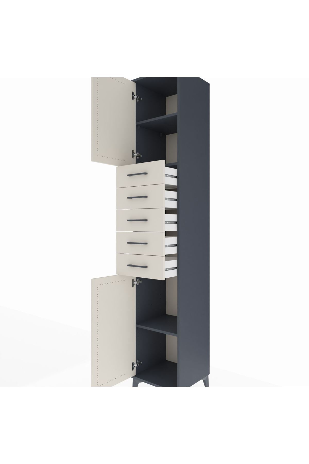 Hyperion Dolap 3 Raflı 5 Çekmeceli 2 Kapaklı 44x44x243 - S64M166V4B