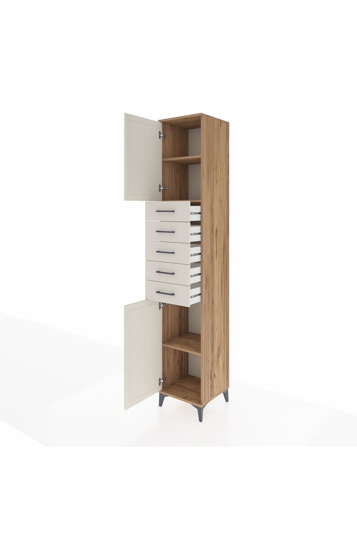 Hyperion Dolap 3 Raflı 5 Çekmeceli 2 Kapaklı 44x44x243 - S64M166V7B