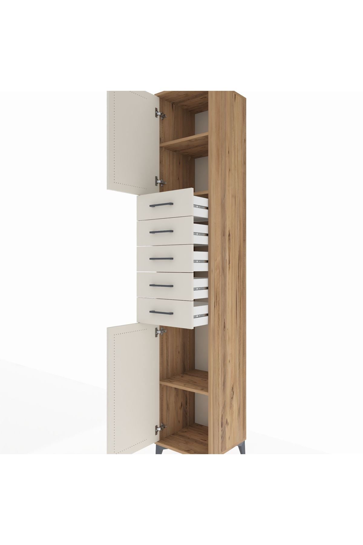 Hyperion Dolap 3 Raflı 5 Çekmeceli 2 Kapaklı 44x44x243 - S64M166V7B