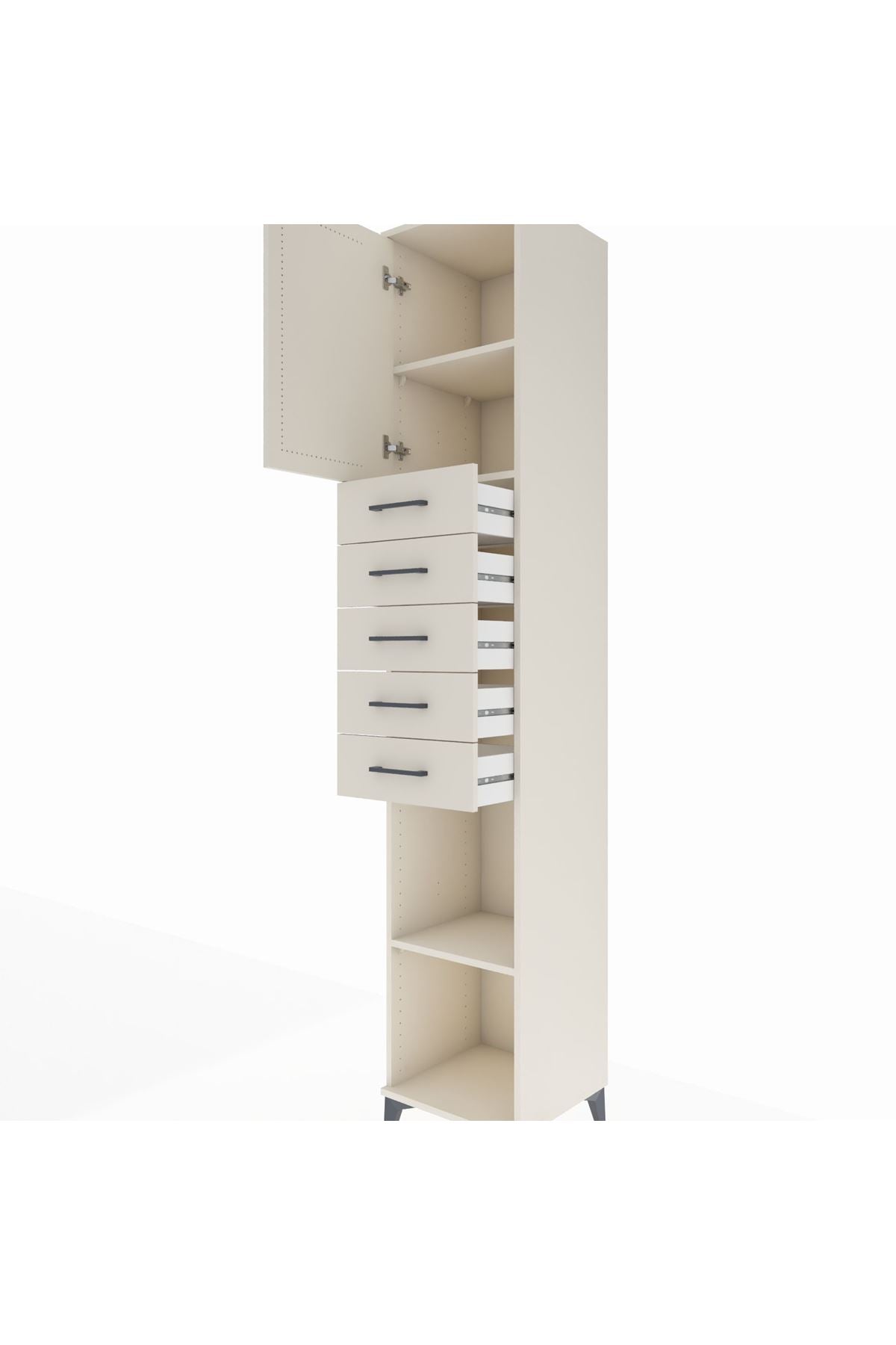 Hyperion Dolap 3 Raflı 5 Çekmeceli Tek Kapaklı 44x44x243 - S64M167V1B