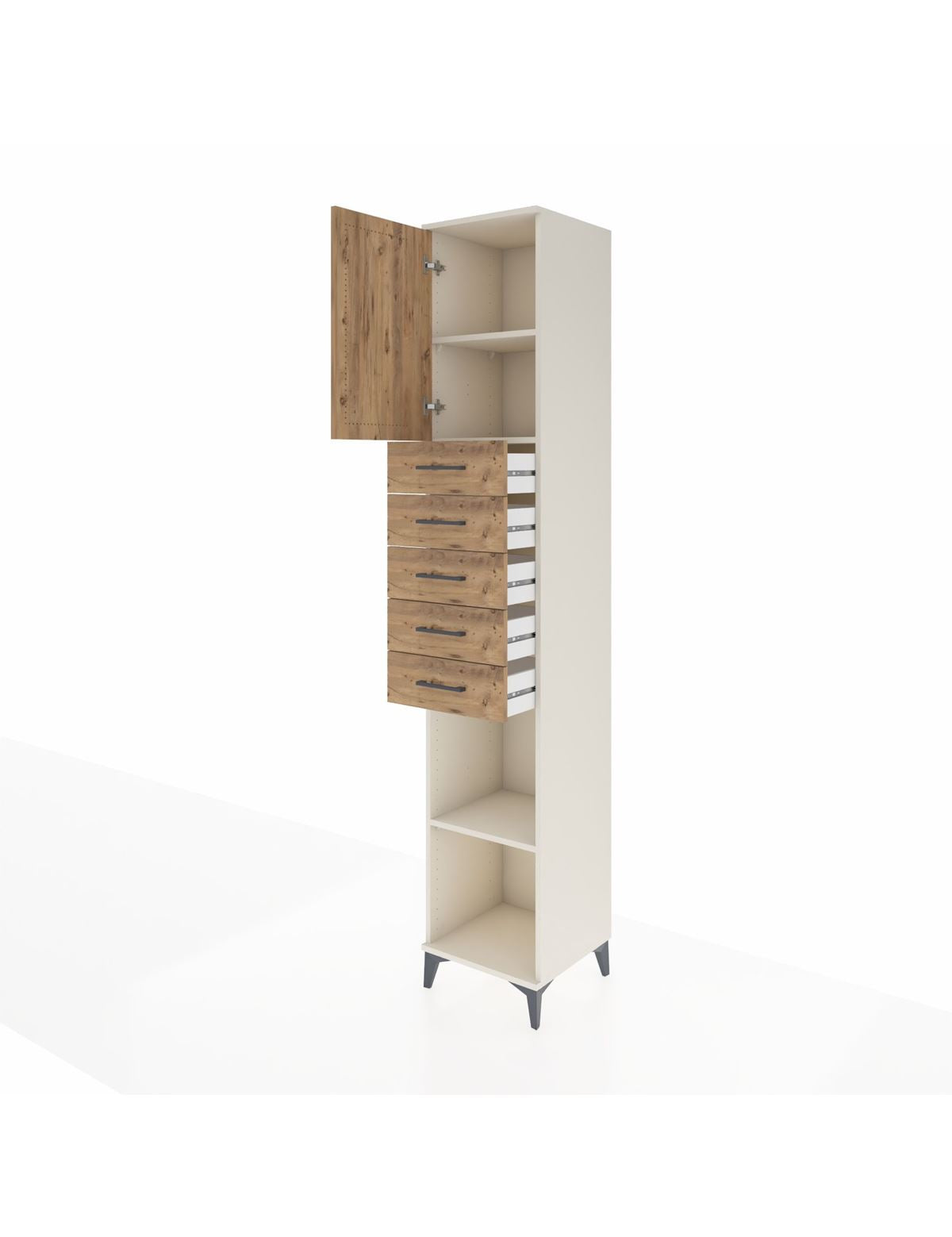 Hyperion Dolap 3 Raflı 5 Çekmeceli Tek Kapaklı 44x44x243 - S64M167V3B