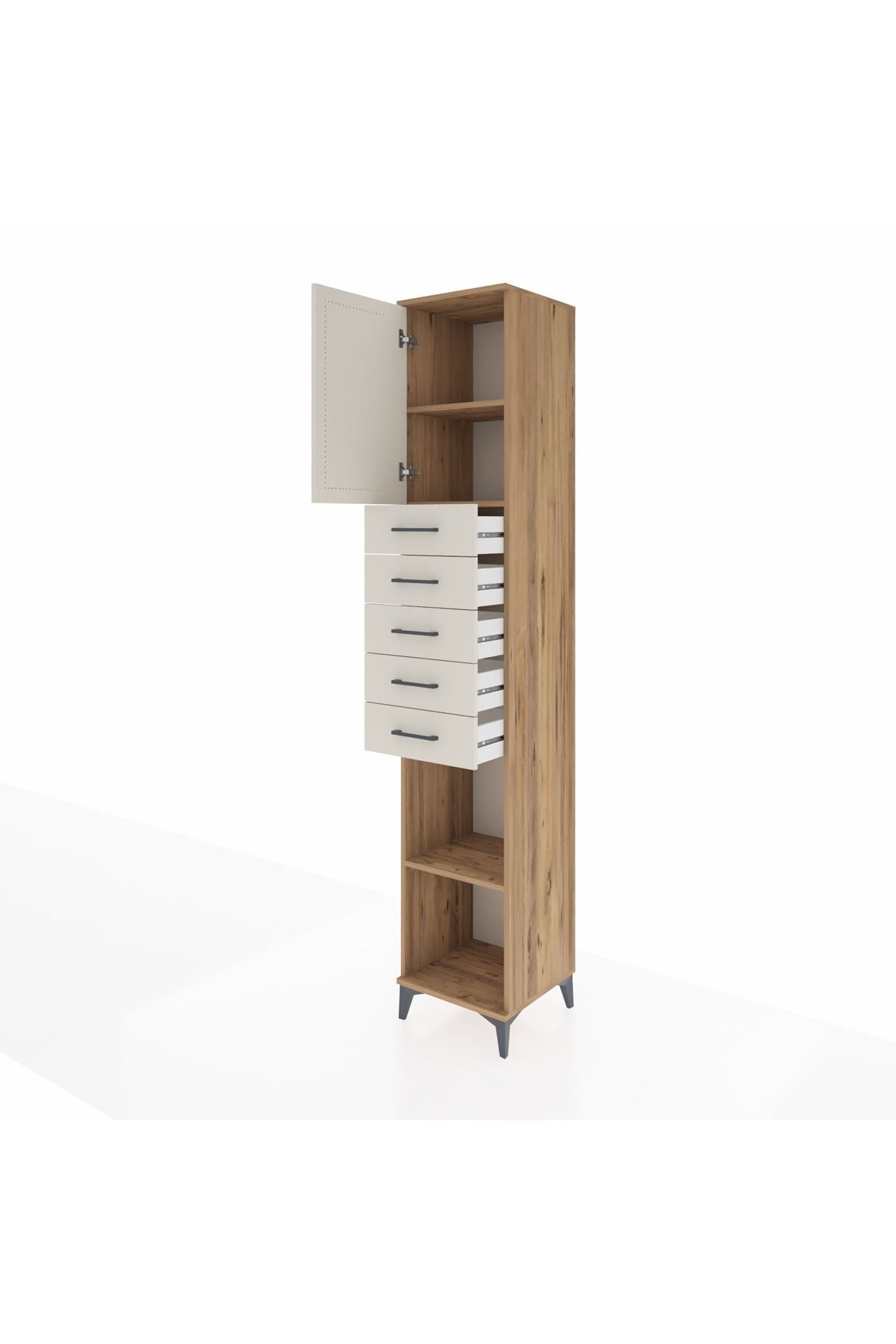 Hyperion Dolap 3 Raflı 5 Çekmeceli Tek Kapaklı 44x44x243 - S64M167V7B