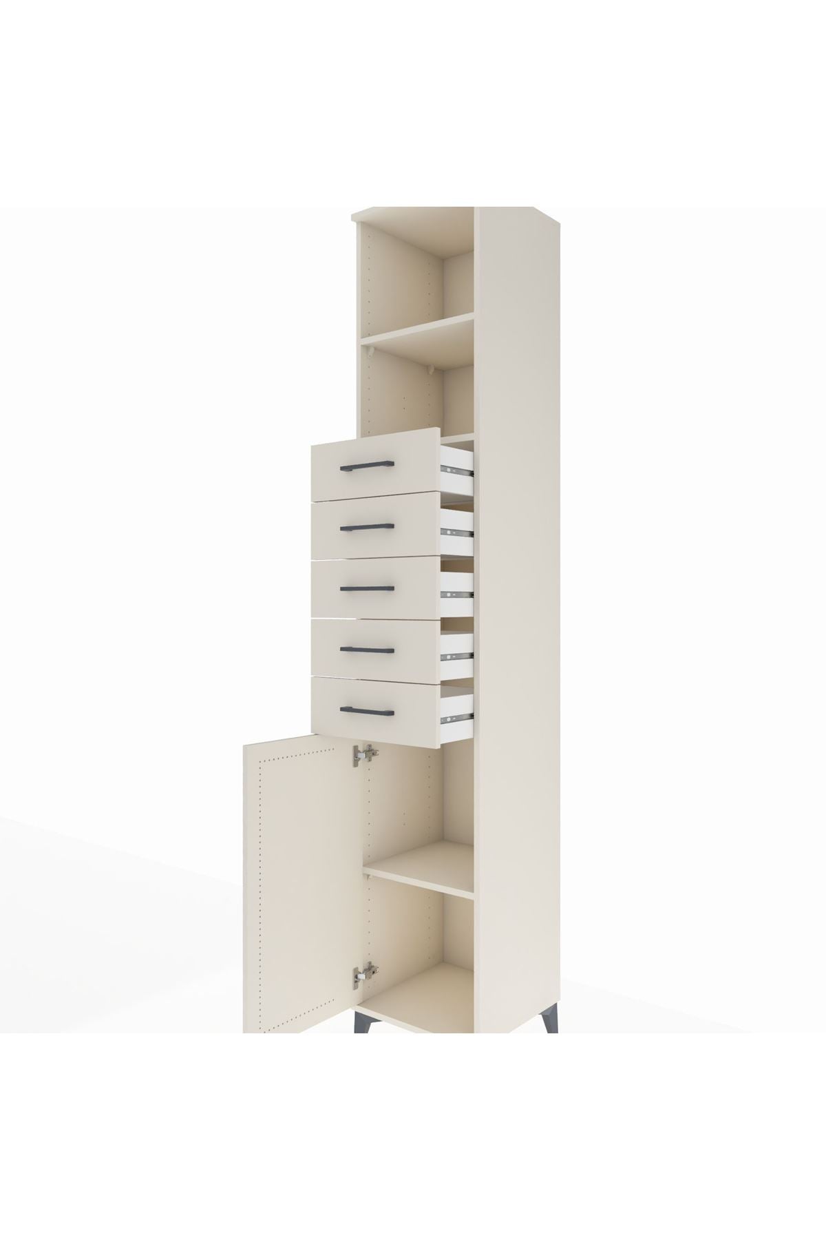 Hyperion Dolap 3 Raflı 5 Çekmeceli Tek Kapaklı 44x44x243 - S64M168V1B