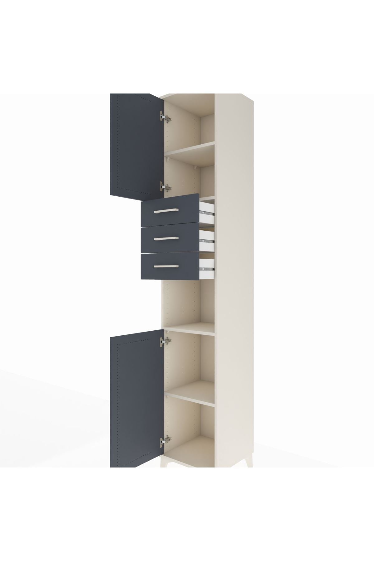 Hyperion Dolap 4 Raflı 3 Çekmeceli 2 Kapaklı 44x44x243 - S64M169V2B