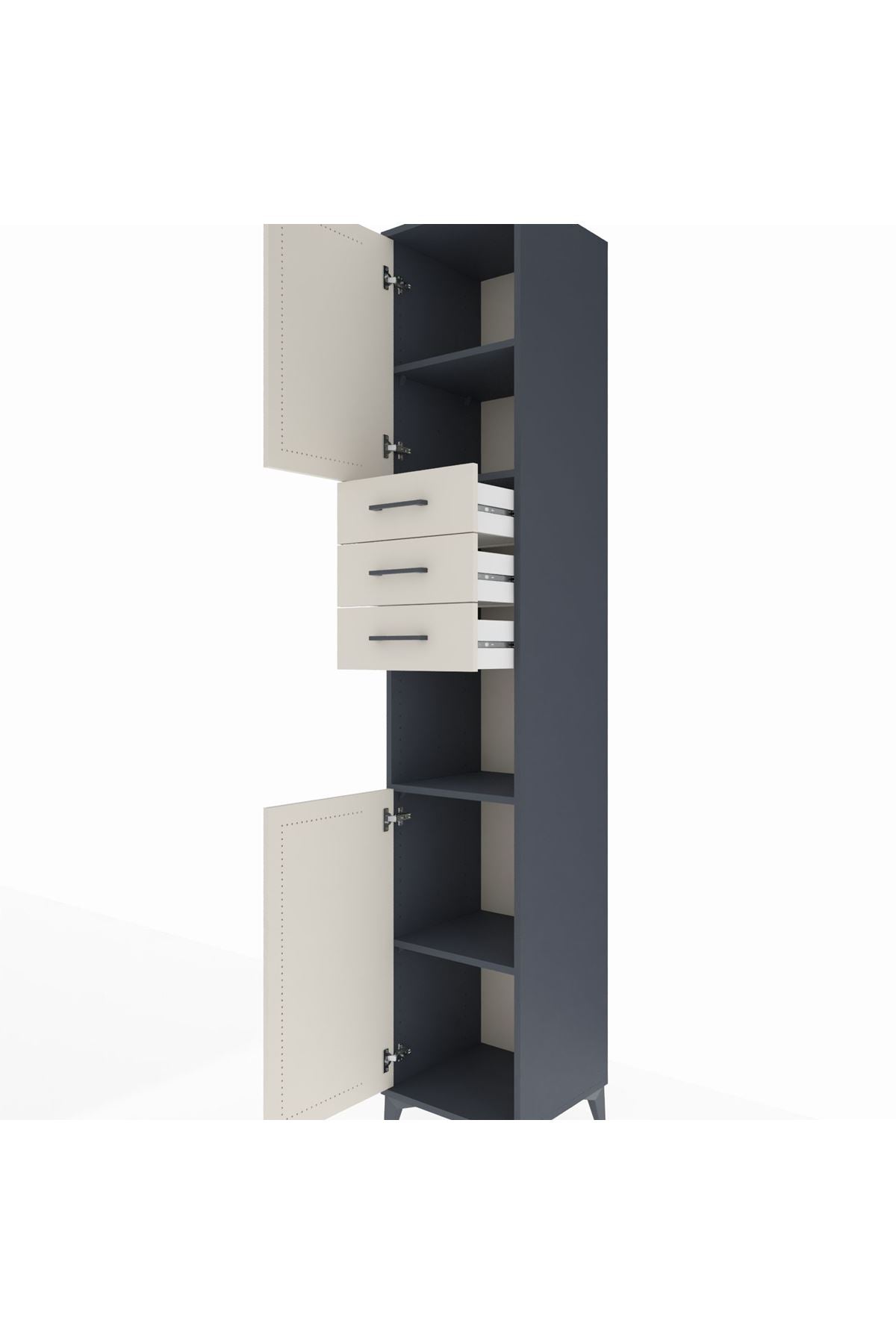 Hyperion Dolap 4 Raflı 3 Çekmeceli 2 Kapaklı 44x44x243 - S64M169V4B