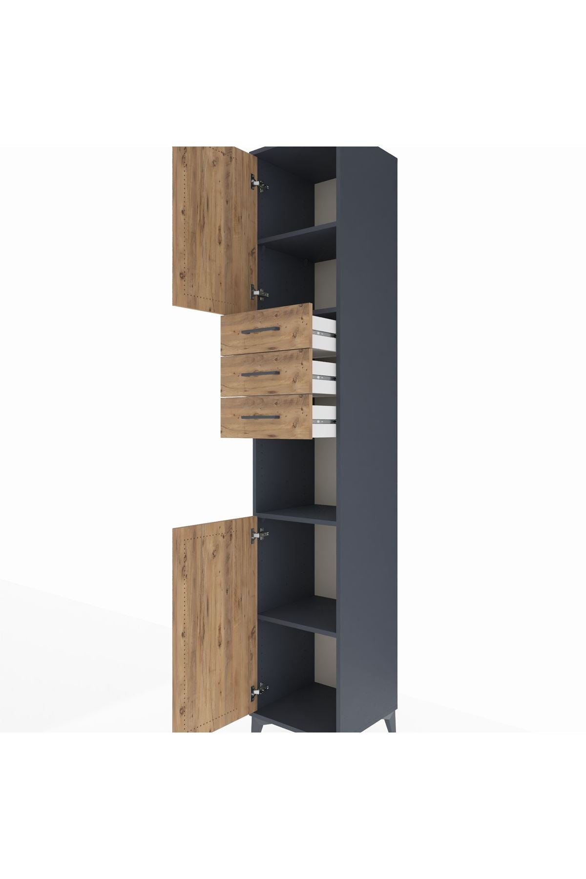 Hyperion Dolap 4 Raflı 3 Çekmeceli 2 Kapaklı 44x44x243 - S64M169V6B