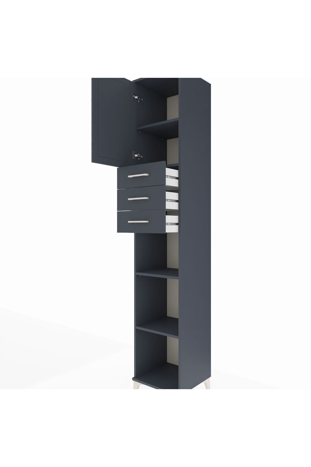 Hyperion Dolap 4 Raflı 3 Çekmeceli Tek Kapaklı 44x44x243 - S64M170V5B