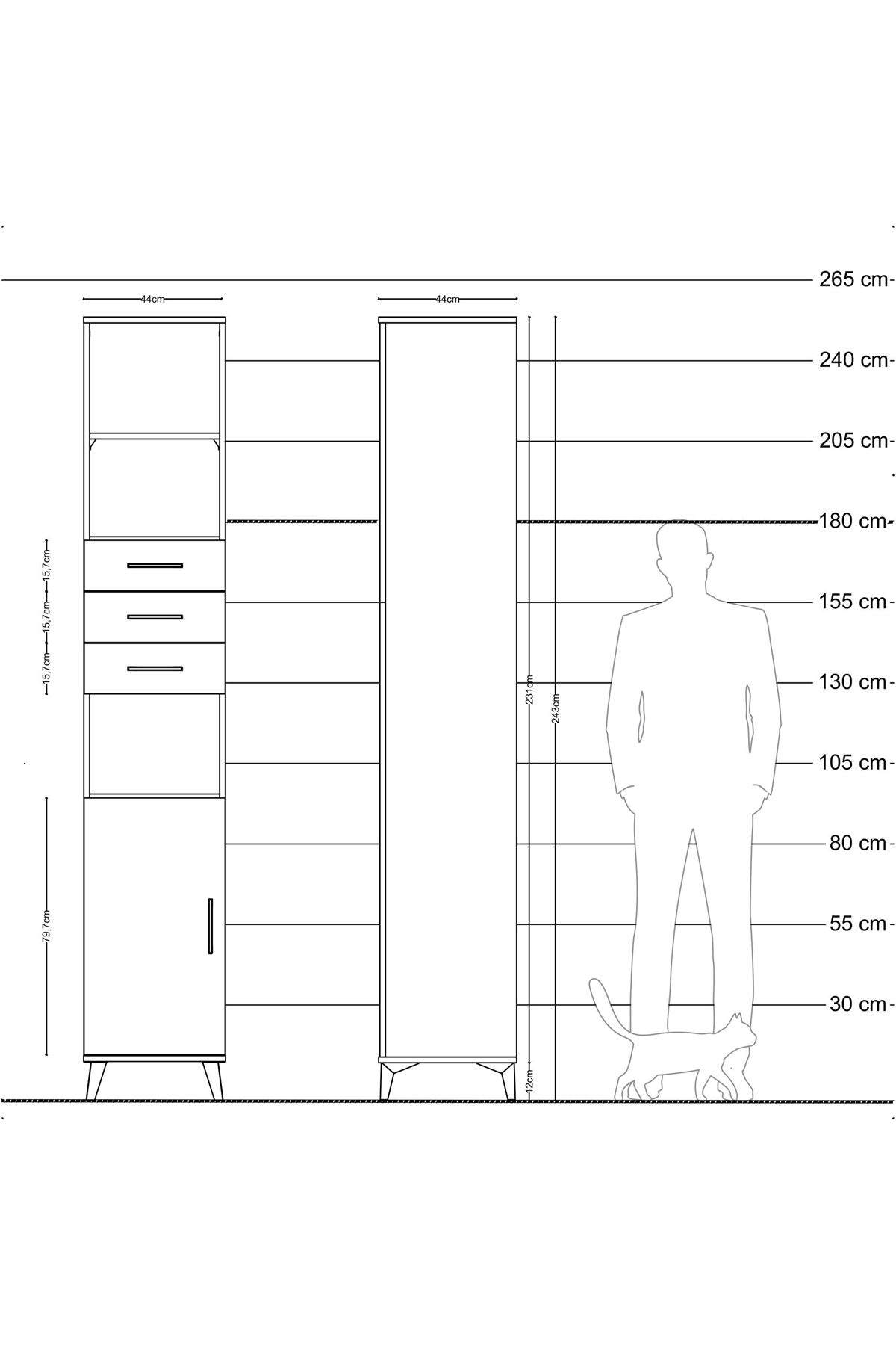 Hyperion Dolap 4 Raflı 3 Çekmeceli Tek Kapaklı 44x44x243 - S64M171V9B