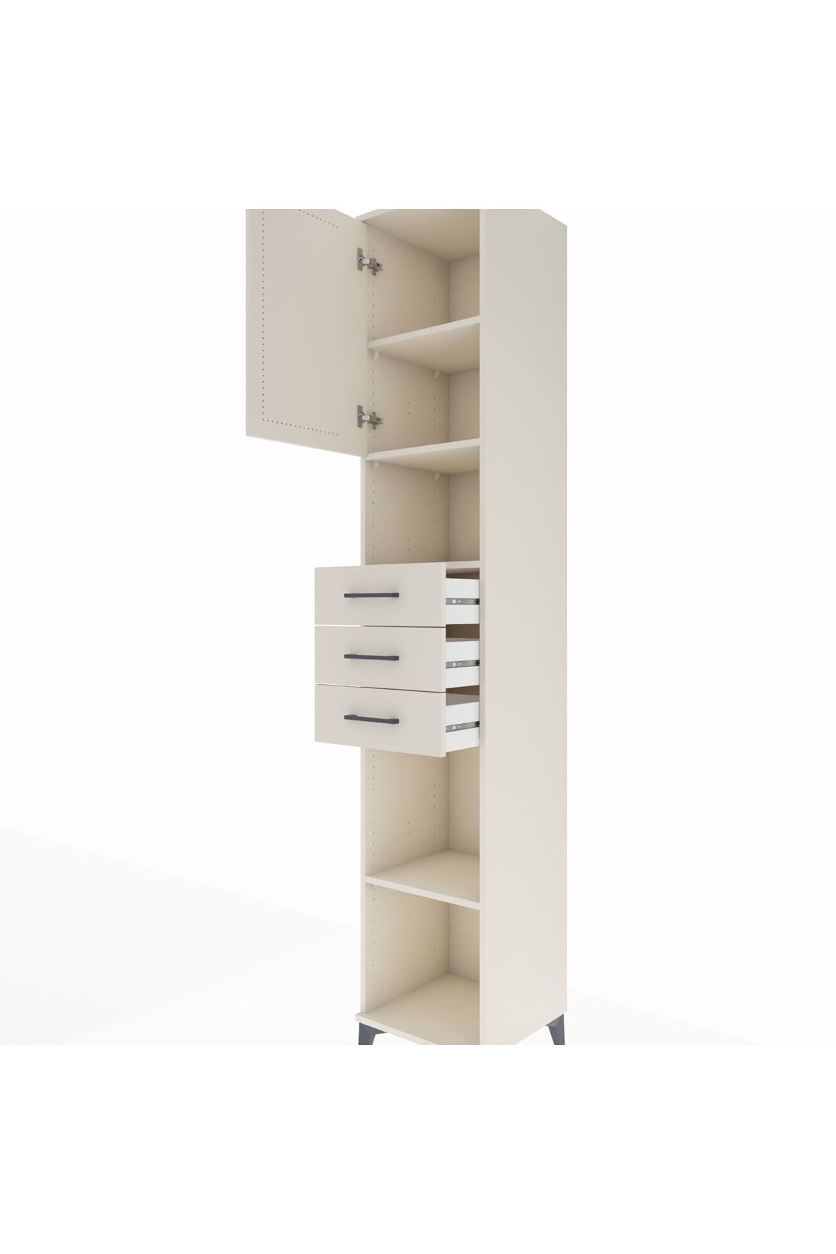 Hyperion Dolap 4 Raflı 3 Çekmeceli Tek Kapaklı 44x44x243 - S64M173V1B